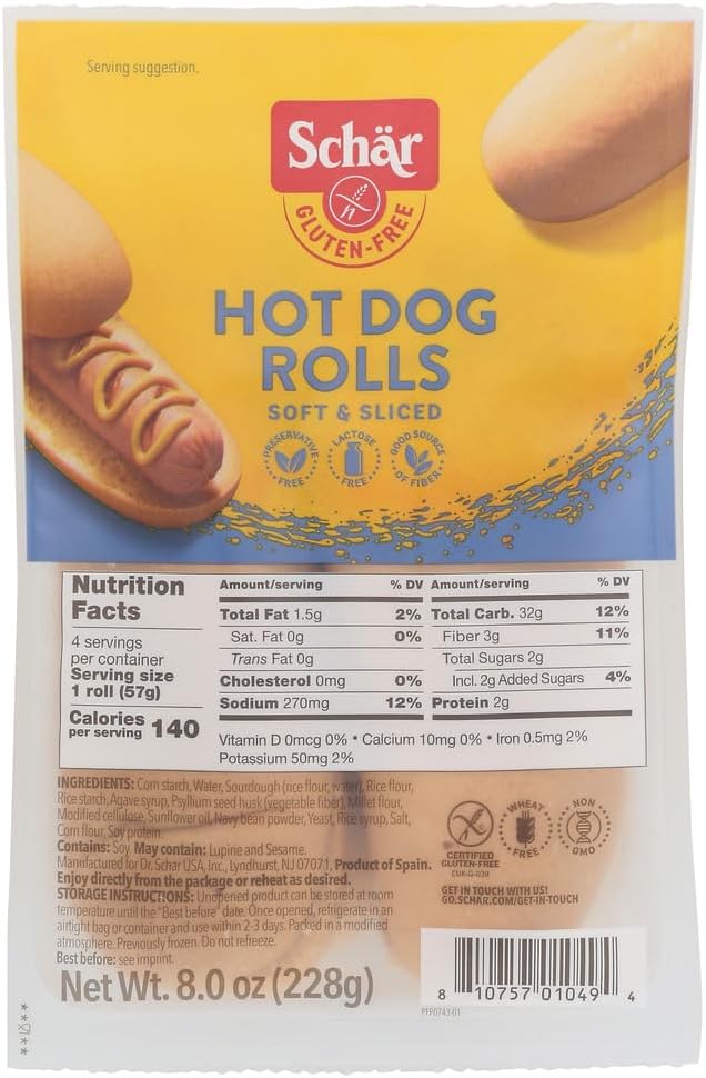 Schar Hot Dog Rolls, 8 OZ