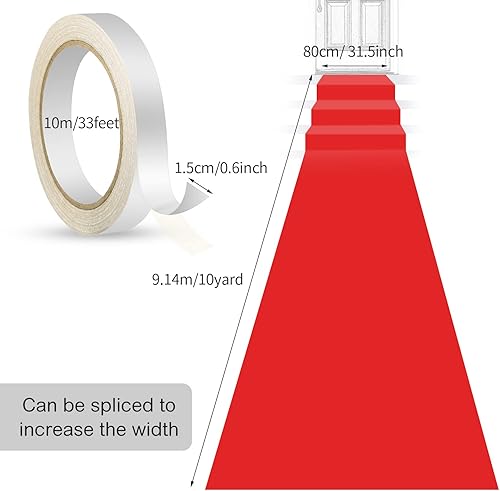 Miniatura 10 de Shappy Alfombra roja para fiesta de 55 gsm de grosor con 1 cinta adhesiva para bodas, Navidad, Acción de Gracias, accesorios al aire libre, boda,