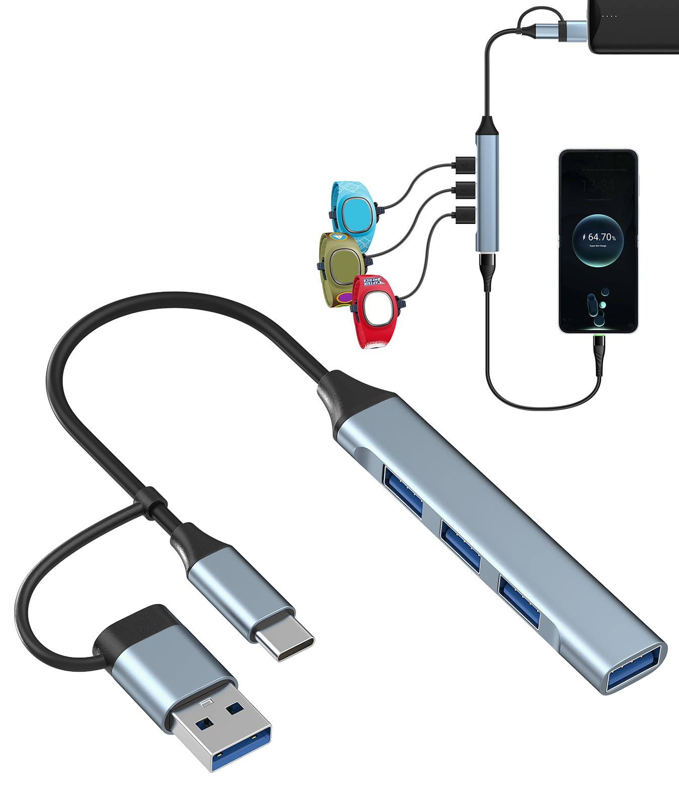Multicargador 4 en 1 para MagicBand+ y base de carga USB tipo C para baterías externas 8
