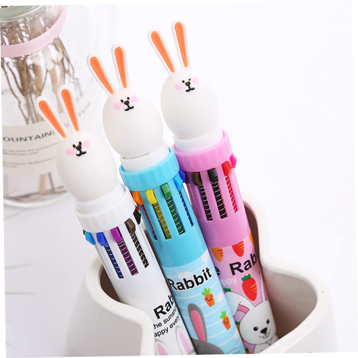 Sewroro 4 Ensembles Stylos À Bille Pour Garçon Fille Lot De Stylos Multicolores Roses Blancs Fournitures Scolaires Et Amusantes Pour Dessin Et 6 Pièces * 4