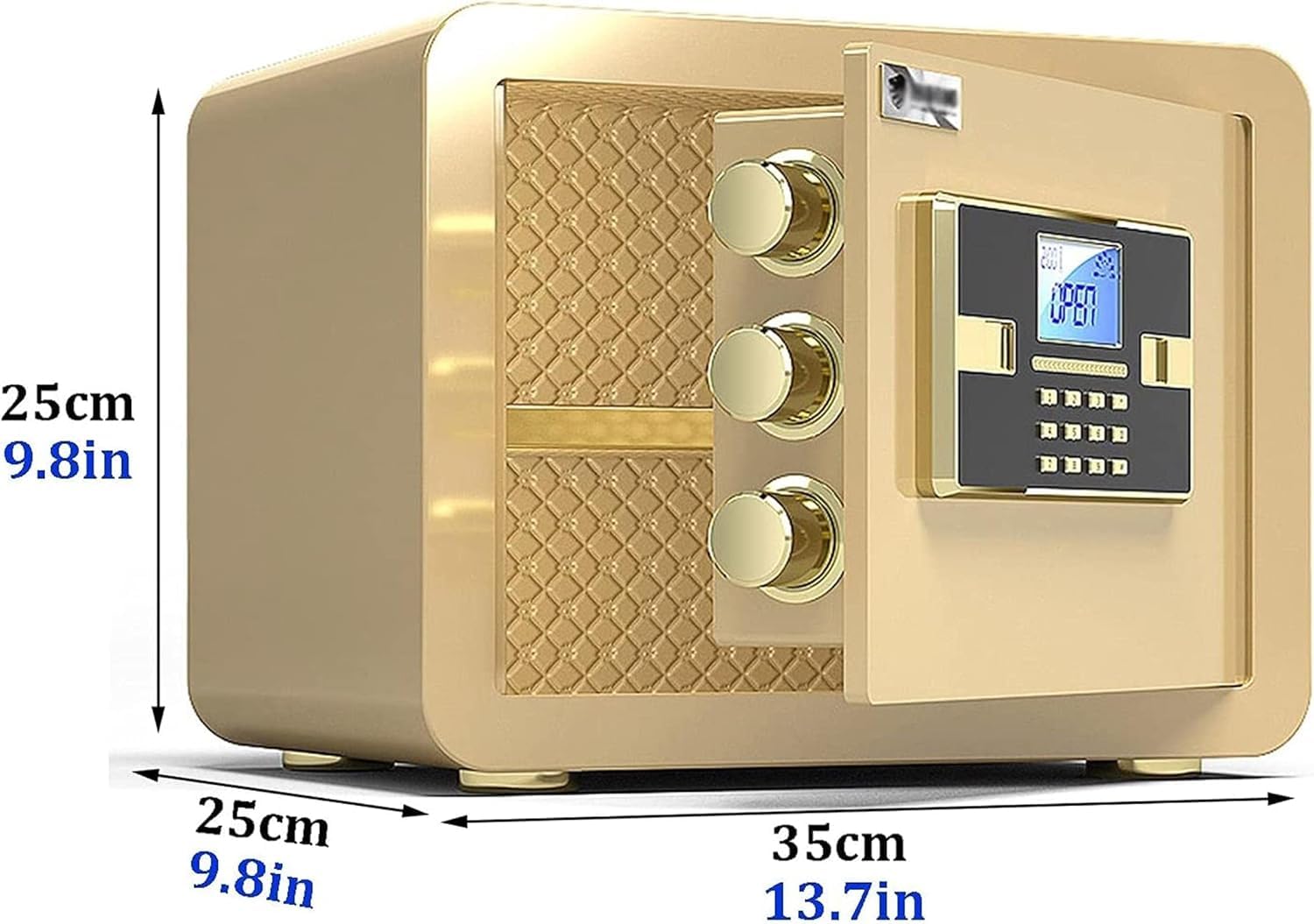 Elektroniczny sejf stalowy sejf domowy mały mini sejf szafka wysokość 25cm/30cm do domu i biura gotówka(Gold,35x25x25cm)