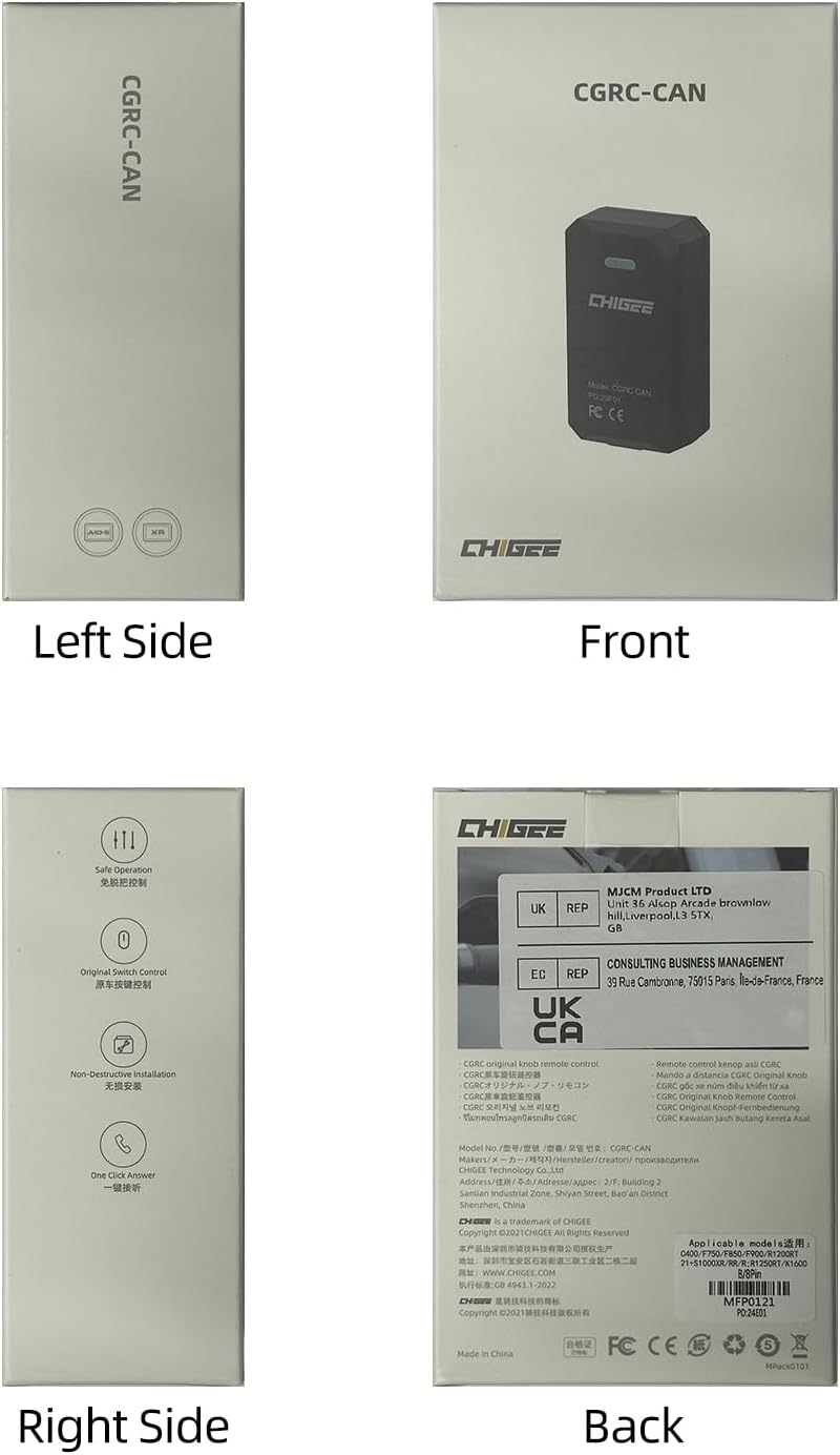 Diagram showing dimensions of CGRC CAN module and cables