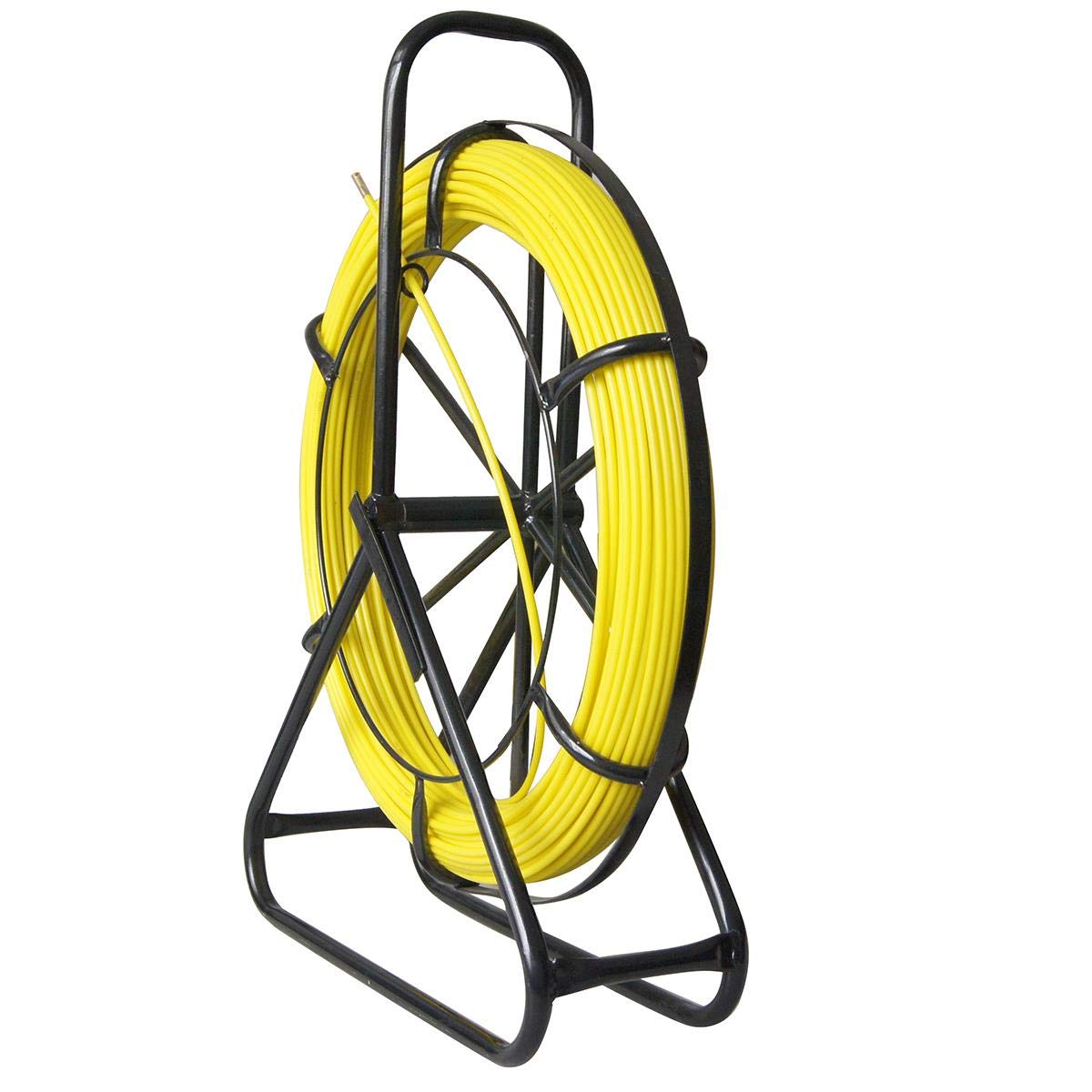KATSU Fibra de Vidrio Rodder 6x100M con Soporte de Acero y Freno, Herramienta de Instalación de Cable Eléctrico de Fibra de Vidrio, Cable Tubería de Electricista Enhebrador de Cinta de Pescar