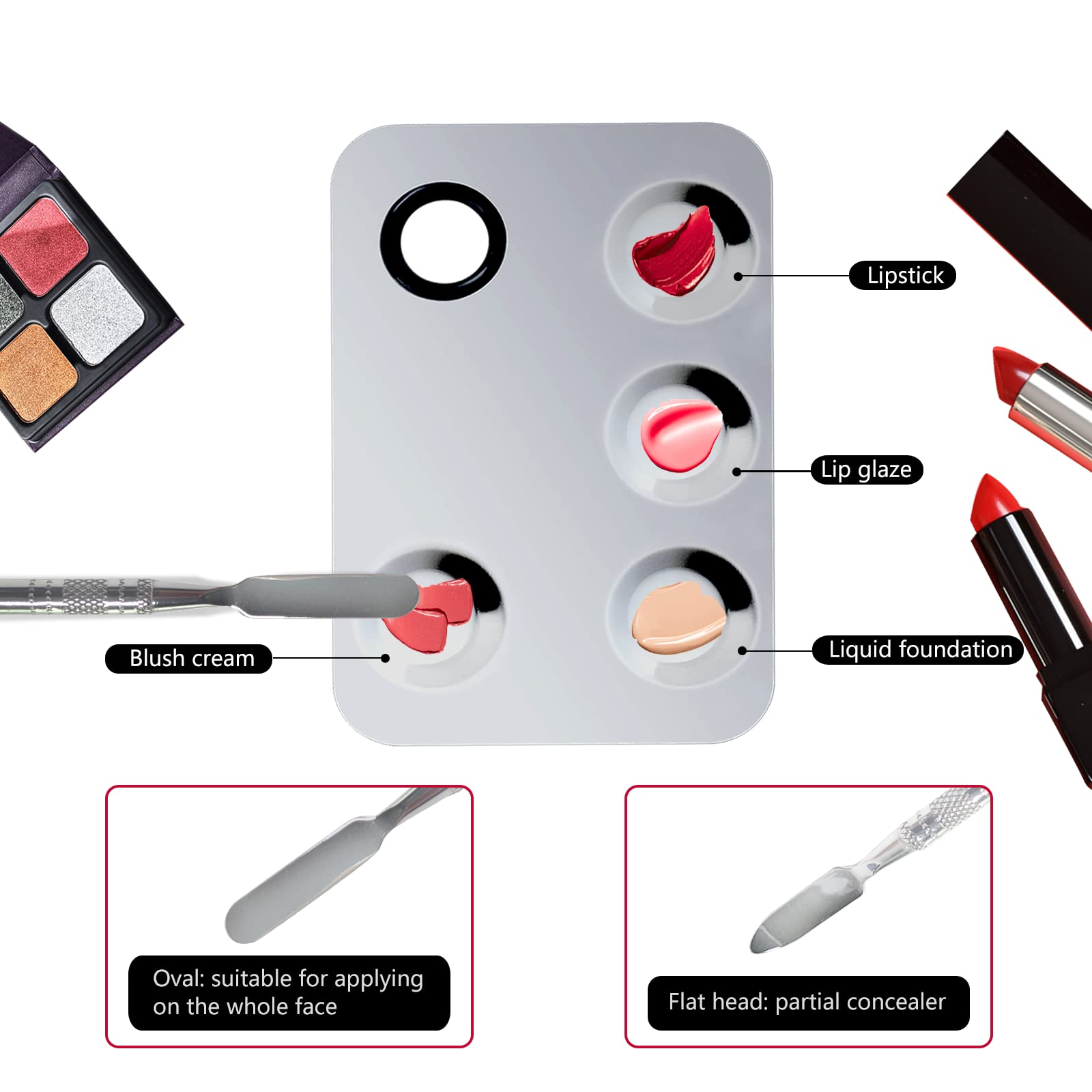Upgrade Mixing Makeup Palette, Paleta cosmética de Acero Inoxidable con Herramienta de espátula