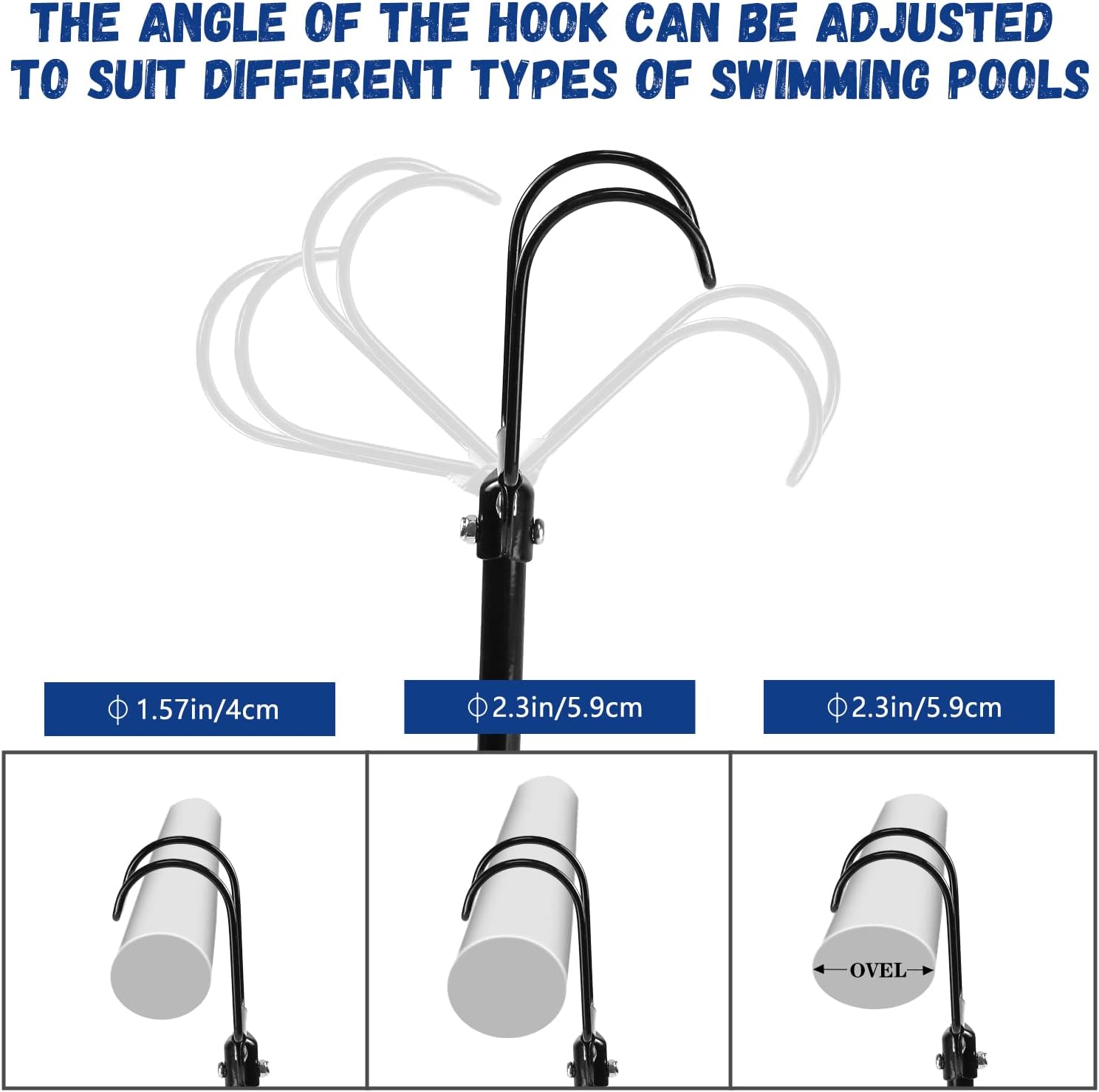 4 Pack Solar Pool Cover Holder, Adjustable Pool Storage Hooks Keep Solar Cover/Blankets Off The Ground, U-Shaped Iron Tube Set for Framed Above-Ground Swimming Pools (Black)