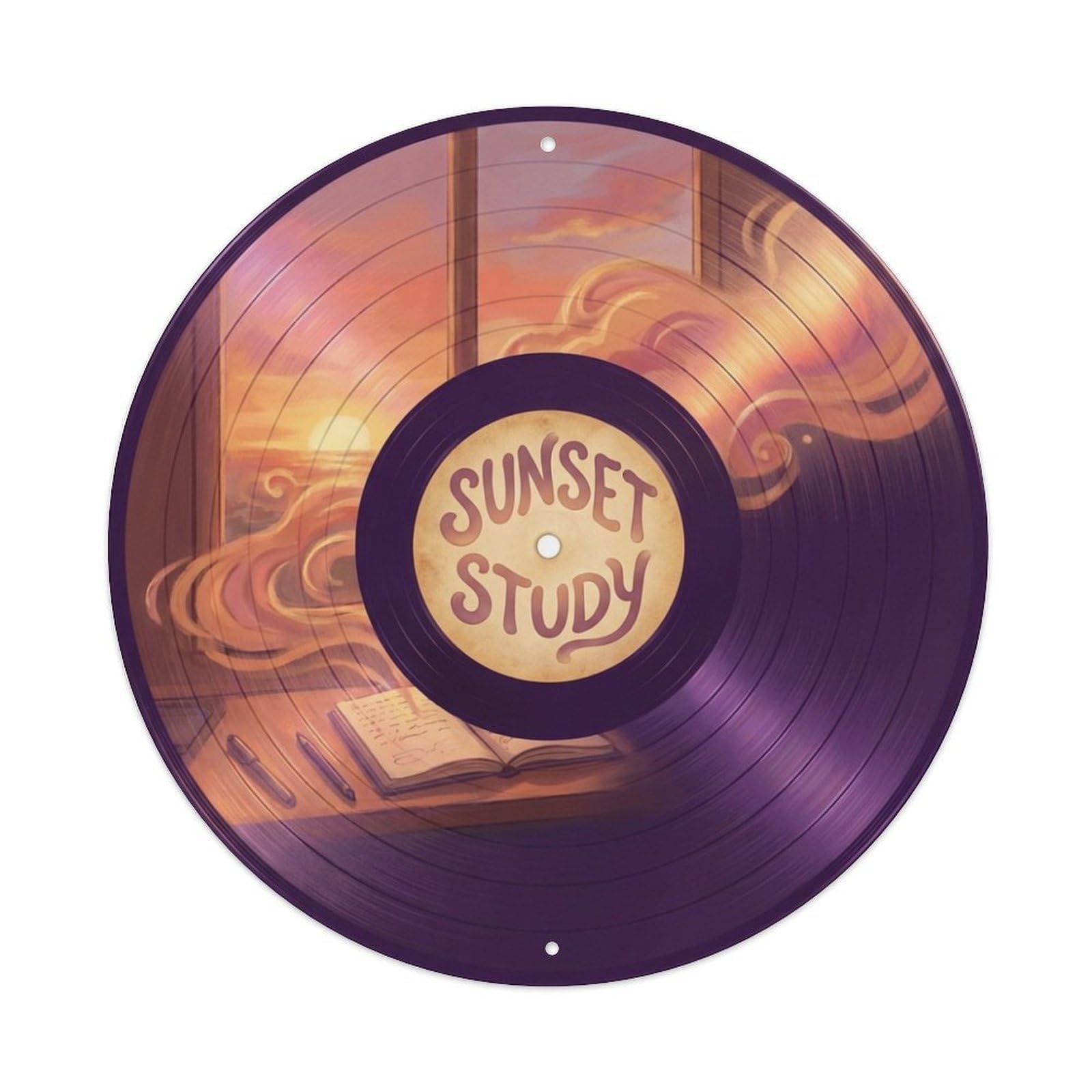 Sunset Study Lo Fi Record Cover Vinyl Groove Metal Tin Sign