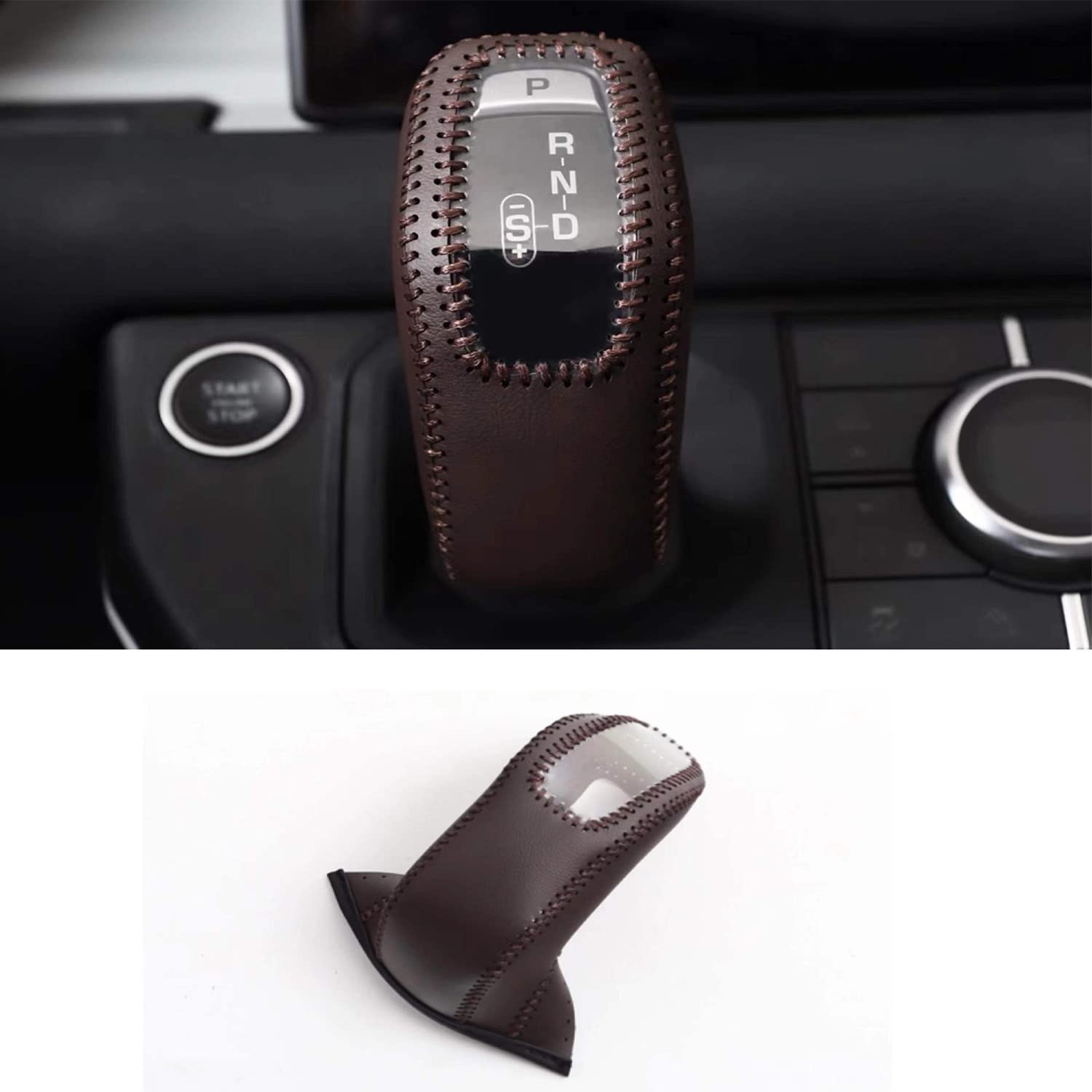 HAOYIfor Land Rover Defender 90 110 130 2020-2022 Microfiber Leather Car Central Control Gear Head Cover Protection Decoration Accessories (Brown)