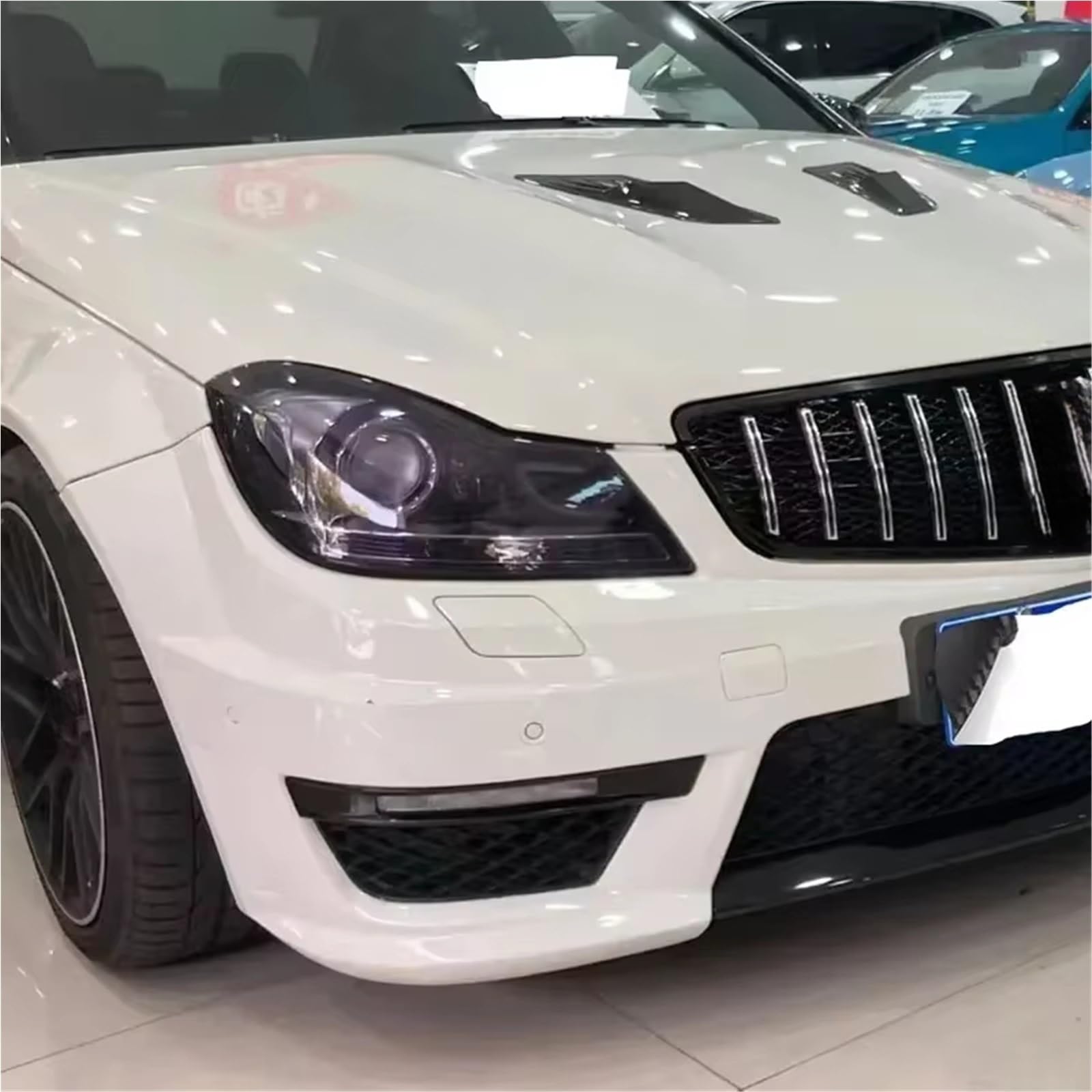 Pasuje Do Mercedes Benz W204 C200 C250 C300 Maska Wlot Powietrza Maski Osłona Otworu Wentylacyjnego Wykończenie Dekoracyjne(Black)