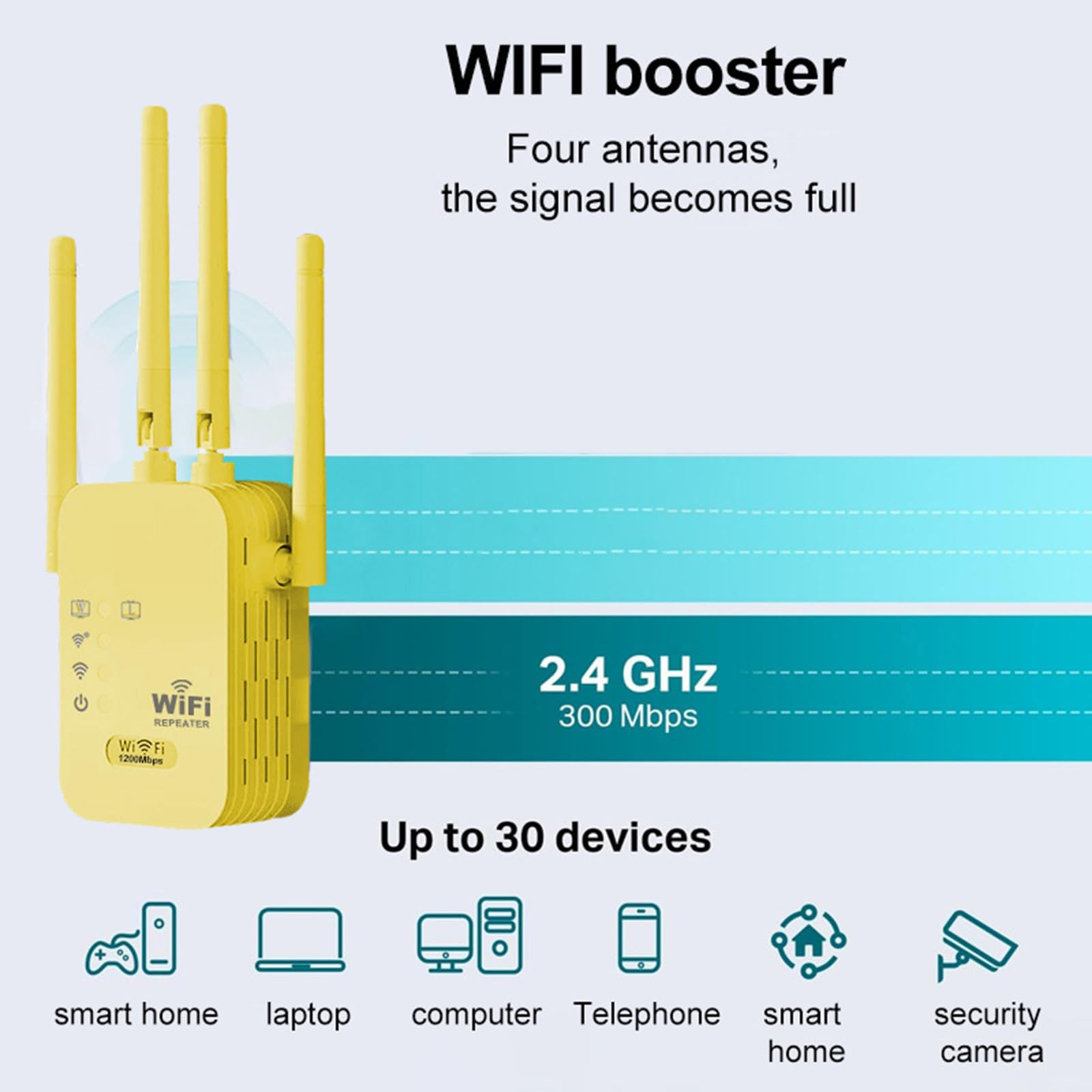 Amplificatore di segnale WiFi Extender, ripetitore Internet wireless for casa ed esterno, amplificatore Internet con punto di accesso porta Ethernet, amplificatore di segnale WiFi 2.4Hz for casa /1301