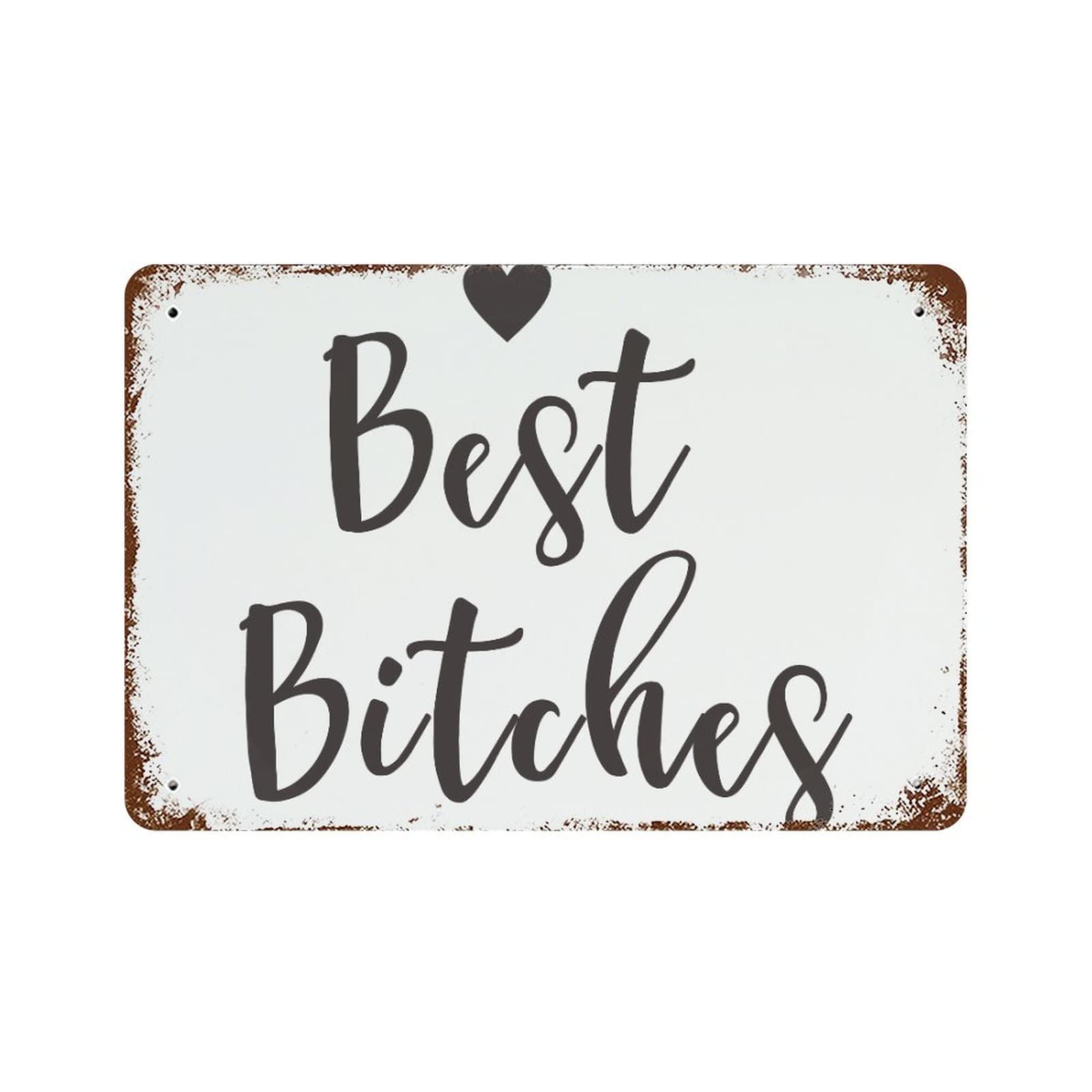 Panneau rétro alu Best Bitches pour habiller un mur vide avec originalité et humour