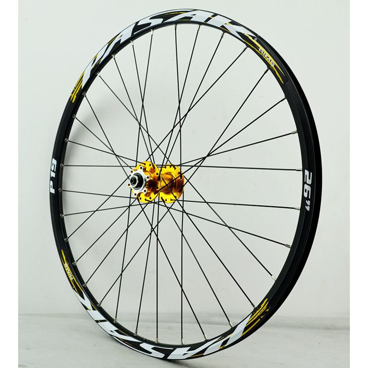 TUJISEK MTB Ruote per Bicicletta 26 27,5 29 Pollici Ruota per Mountain Bike Doppio Muro Cerchio in Lega Rilascio Rapido 7-12 velocità Cassetta Ruota Libera Freno A Disco 32H(Gold 3,26in)