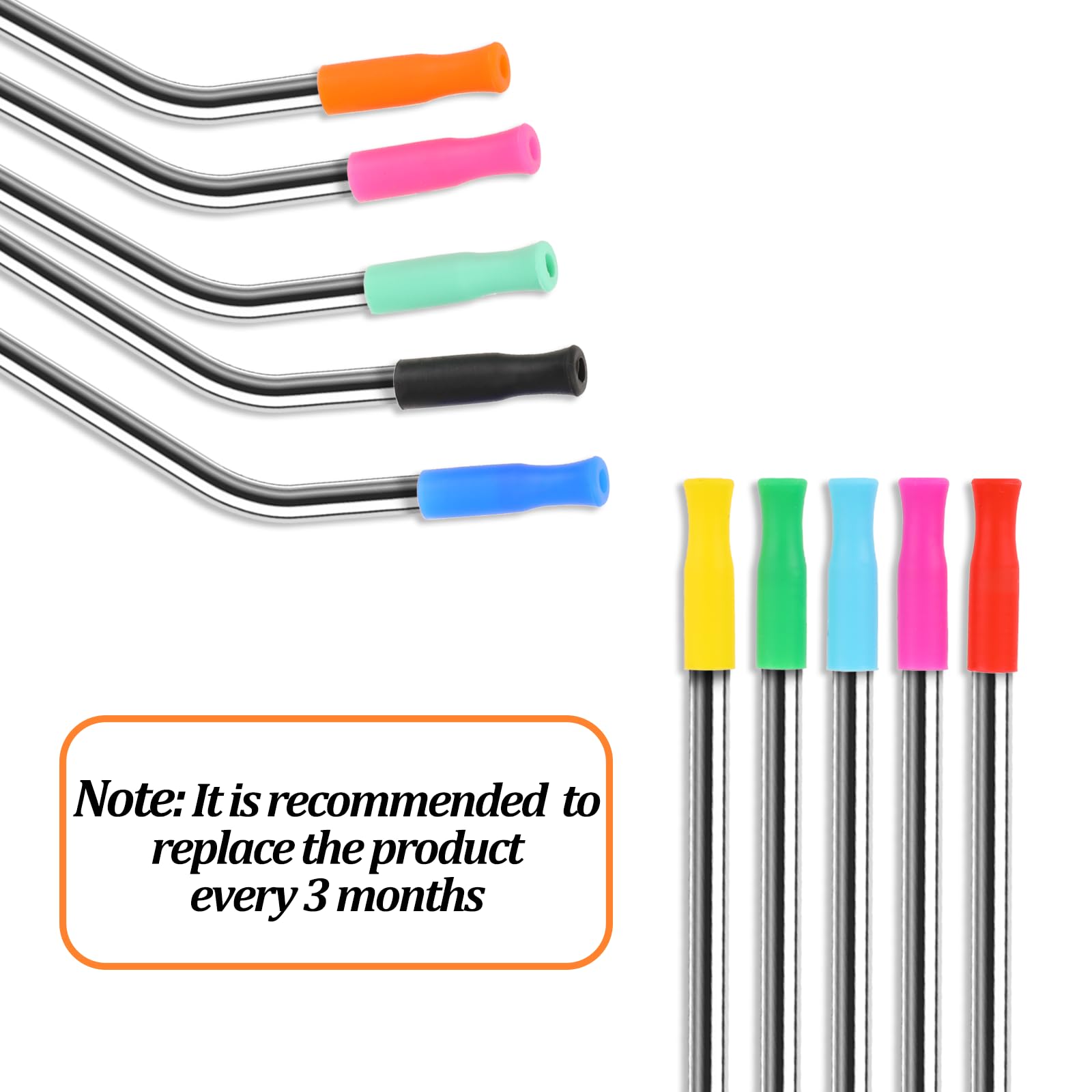 33Pcs Reusable Straws Tips, Silicone Straw Tips, Multi-color Food Grade Straws Tips Covers Only Fit For 1/4 Inch Wide(6MM Out Diameter) Stainless Steel Straws By Accmor - View #4