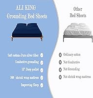Vista 8 de Ali King Sábanas de Conexión a Tierra - Tamaño Full XL, Algodón Suave con Fibra de Plata, Bolsillo Profundo de 15'', Sábanas Ajustables de Conexión