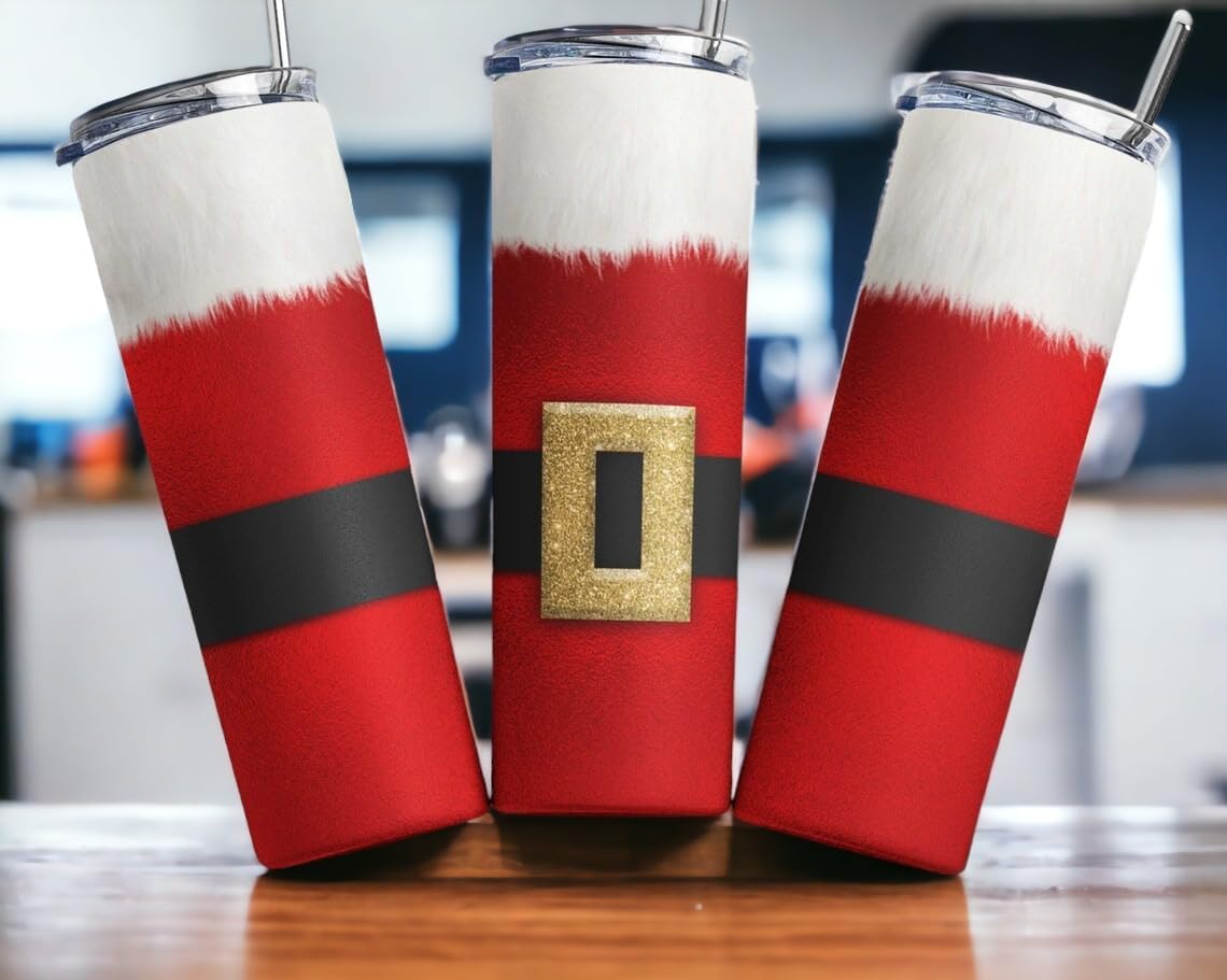 Personalize It - Santa Claus Themed Christmas Tumbler 20 oz Stainless Steel Tumbler with Lid and Straw Cup Mug - Image 2