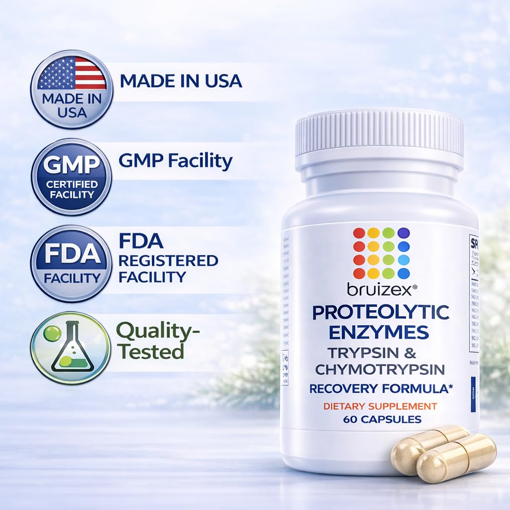 Bruizex Proteolytic Enzymes,Trypsin Chymotrypsin Recovery Supplement,60 Cap — Amazon image 7