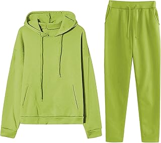 Travel Outfits For Women 2 Piece Sets Cute Fleece Sweatshirt Fall Lounge Sweatpants Drawstring Outfits With Pockets
