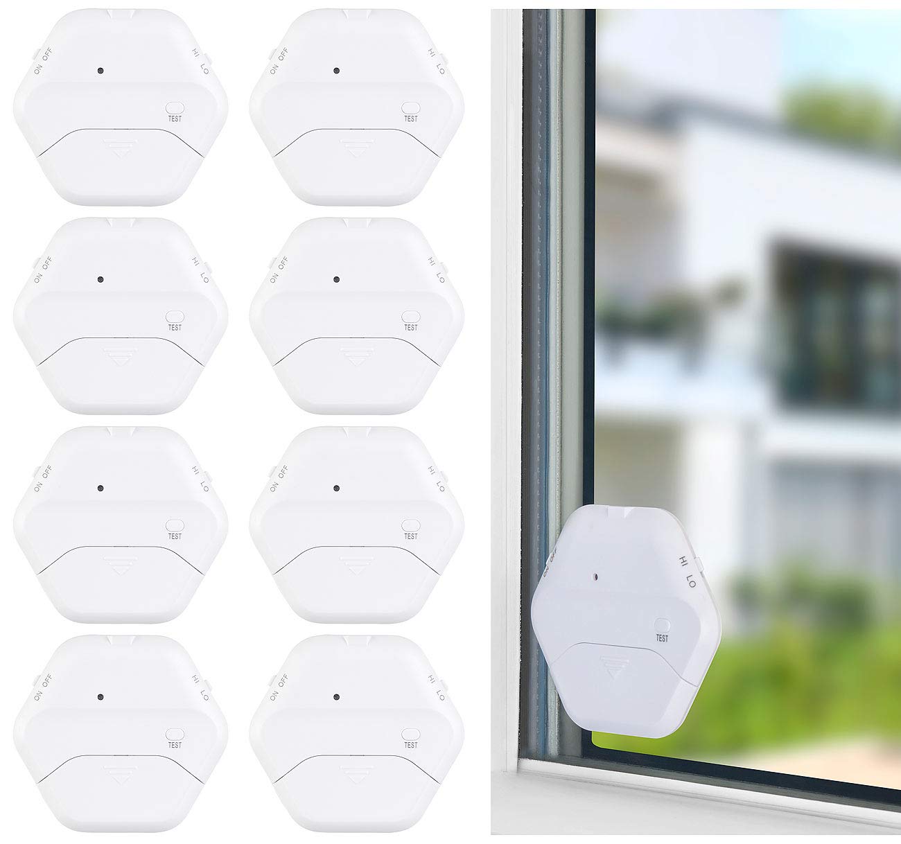 VisorTech Glasbruchsensoren: 8er-Set extradünne Glasbruchmelder, 2 Stufen, 95 dB, 54 Monate (Glasbruchalarm, Glasbruchmelder Fenster, Erschütterungssensor)