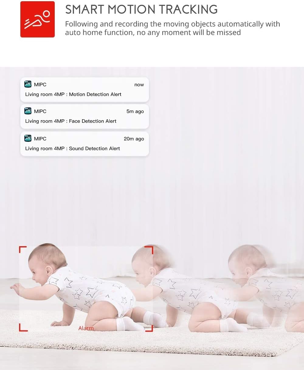 COOAU camera demonstrating smart motion tracking of a baby