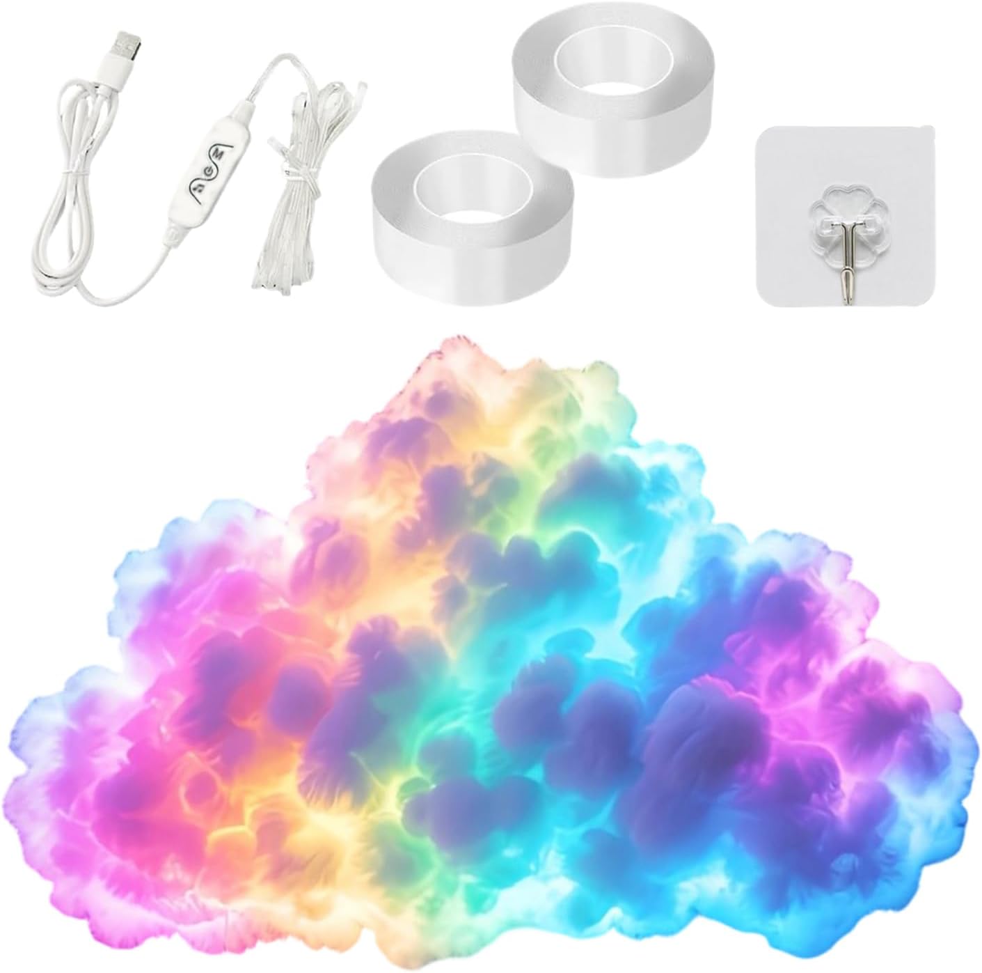 LED Cloud Light - 2026 Smart Music Rhythm USB Lamp, RGB+IC Chasing 3D Thundercloud for Bedroom & Gaming Room, App-Controlled Interactive Ceiling Decor for Teens & Party