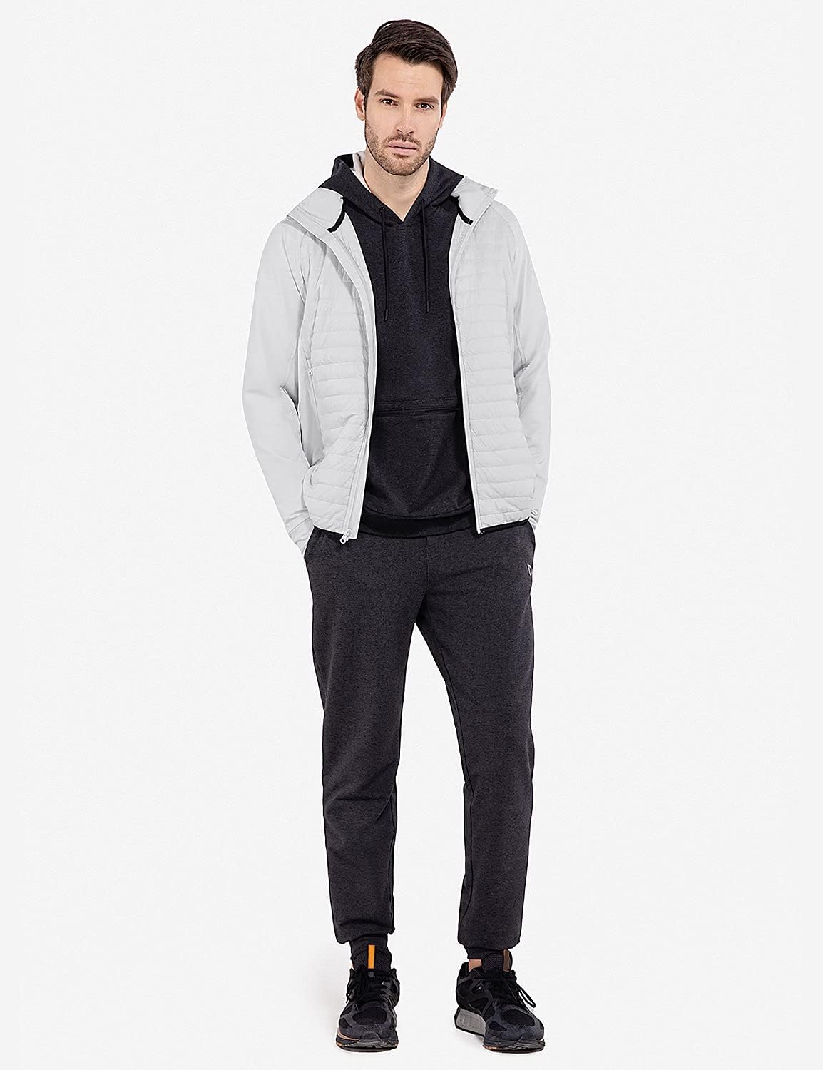 baleaf Men's Running Jacket Lightweight Warm Up Puffer Jacket Hybrid Thermal Hiking Golf Insulated Coat Thumble Hole - Image 7