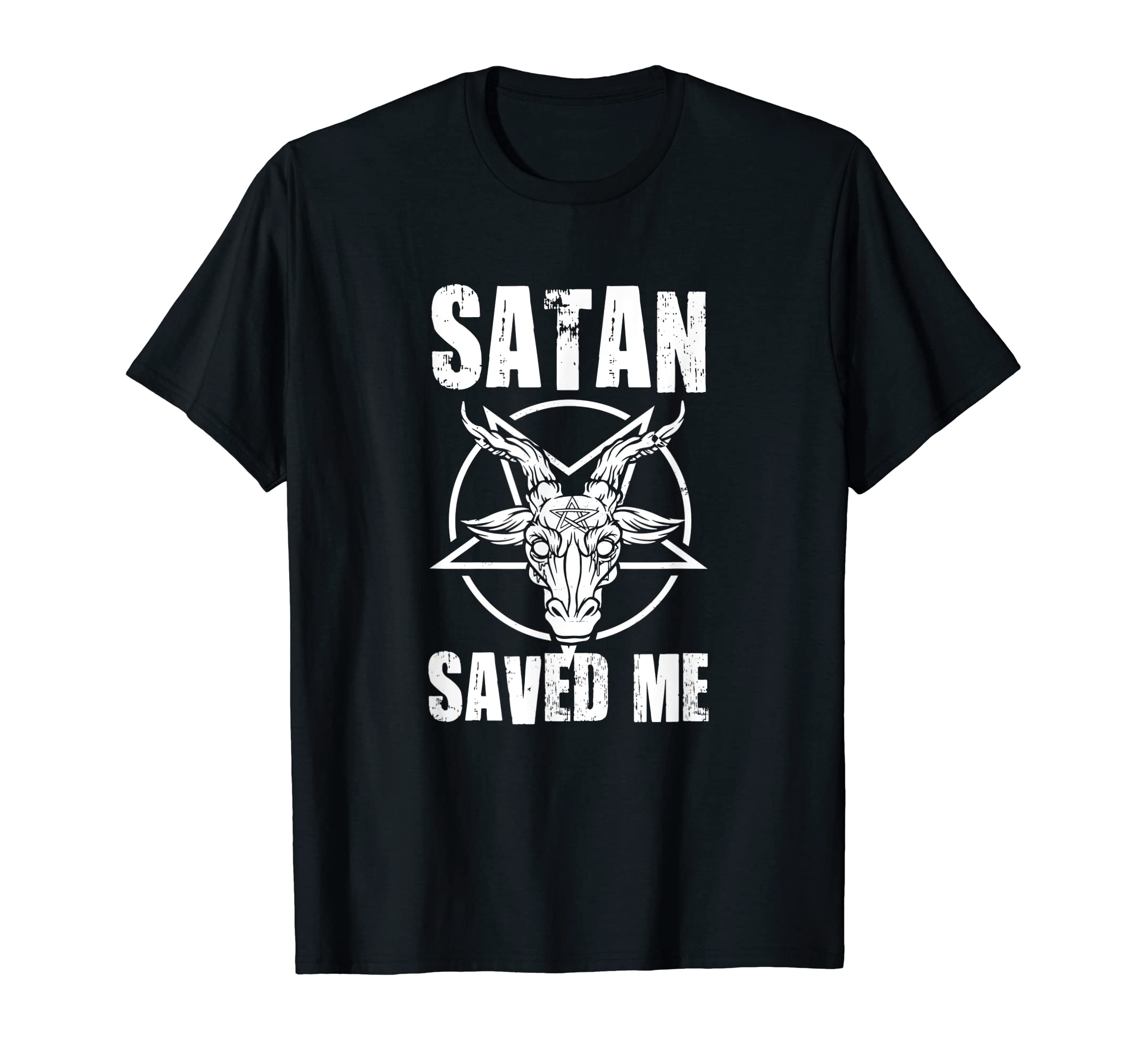 Satanic Apparel & Satanism Clothing For SatanistsSatan Saved Me - Satanism Devil Pentagram Baphomet T-ShirtOEKO-TEX STANDARD 100