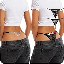 Sexy Underwear for Women Rhinestone Thong Panties Sparkly Jeweled G String Body Jewelry Adjustable Waist Straps Silver