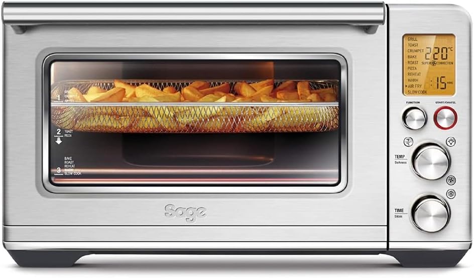 The Smart Oven Air Fryer - Microwave and Grill - Pizza, Air Fryer and Slow Cooker - 10 Programmes, 22 L Capacity, 2400 Watt - Toast, Bake, Roast, Reheat - Brushed Stainless Steel