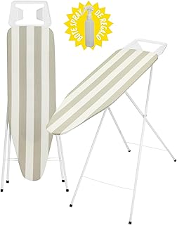 Tabla de Planchar Plegable, 100 x 33 cm - Fabricado en Europa - Pulverizador de Regalo | Altura Regulable, Reposa Planchas Metálico, Funda de Algodón 100%, Malla Metálica