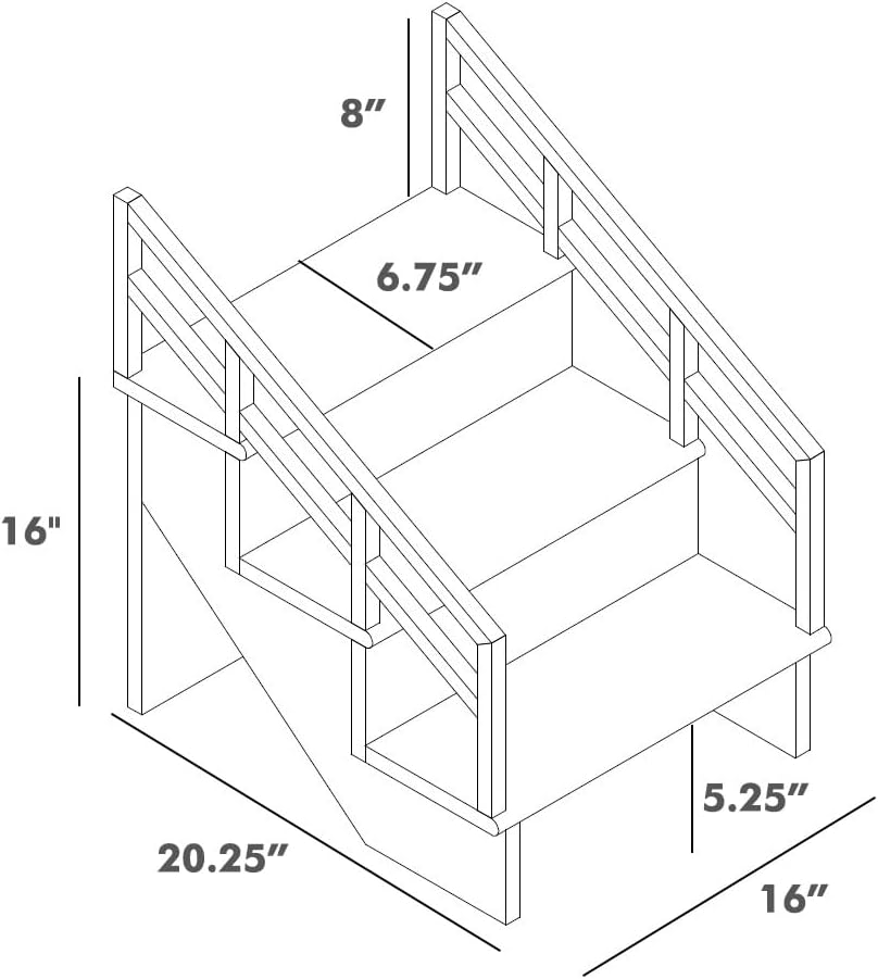 Gentle Rise Pet Steps with Safety Rails | 3 Step Dog Stairs for Couch, Sofa, Bed | Steps with Non-Slip Carpet | Pet Stairs for Small and Big Dogs | 16" High Dog Steps