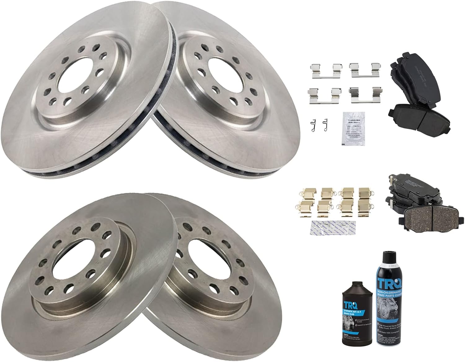 TRQ Brake Pad & Rotor Kit Brake Chemical Kit Brake Pads Brake Rotor Ceramic Compatible with 2015-2017 Chrysler 200 2014-2021 Jeep Cherokee