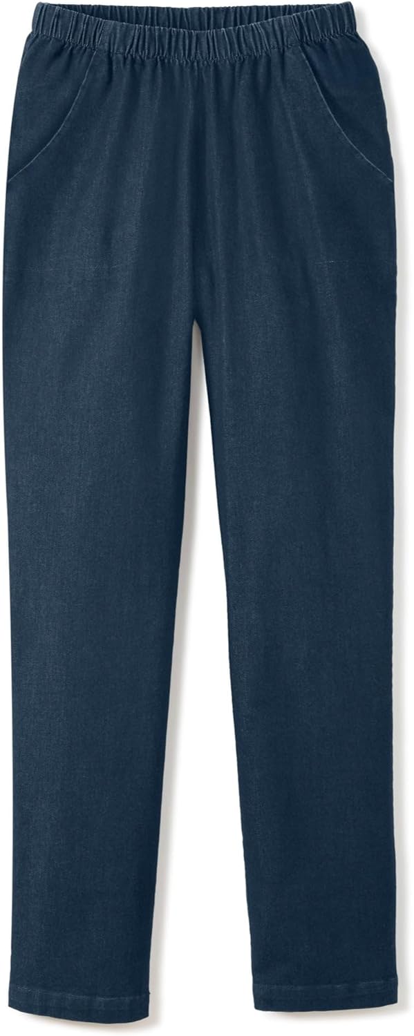 Woman Within Plus Size Straight Leg Elastic Waist Stretch Fineline Denim Jean (Petite & Tall Available)