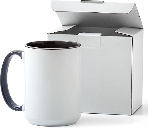 Cricut Paquete de 8 tazas de cerámica blanca y gris de 15 onzas en blanco