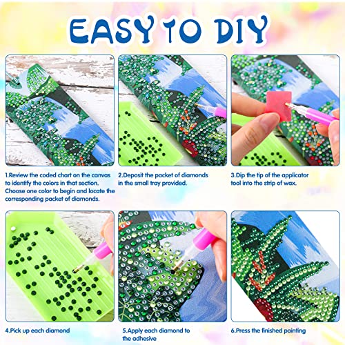 8 Pieces Scenery Theme Diamond Painting Bookmark Kits 5D Diamond Art Bookmarks With Tassel Pu Leather Mountain Sea Waterfall Landscape Style Diamond Bookmark Kit For Adults Kids Diy #TOP2