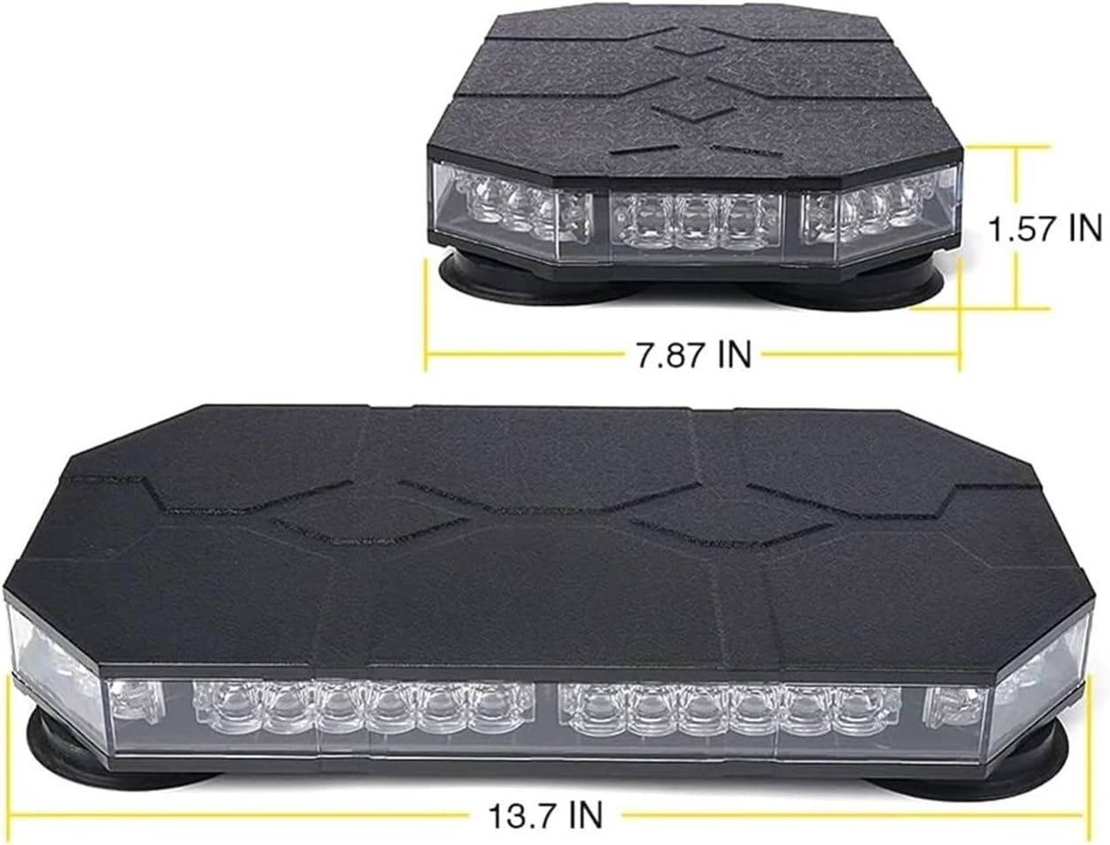 Car Warning Lamp 42 LED Roof Top Strobe With Controller For Truck Ambulance Snow Plow Magnetic Mount Emergency Safety Lights(Amber White)