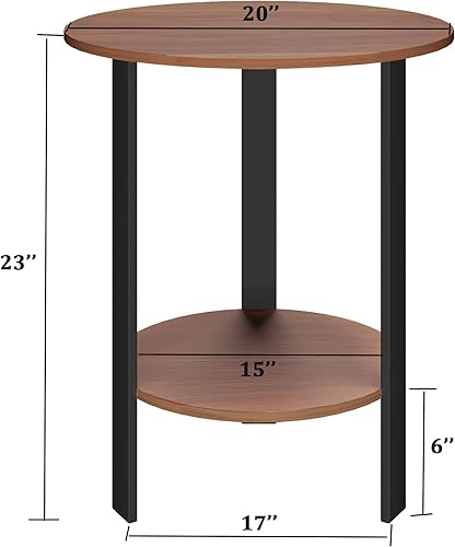 Miniatura 2 de POINTANT Mesa auxiliar redonda redonda de 20 pulgadas mesa auxiliar de granja blanca para sala de estar dormitorio con estante de almacenamiento de