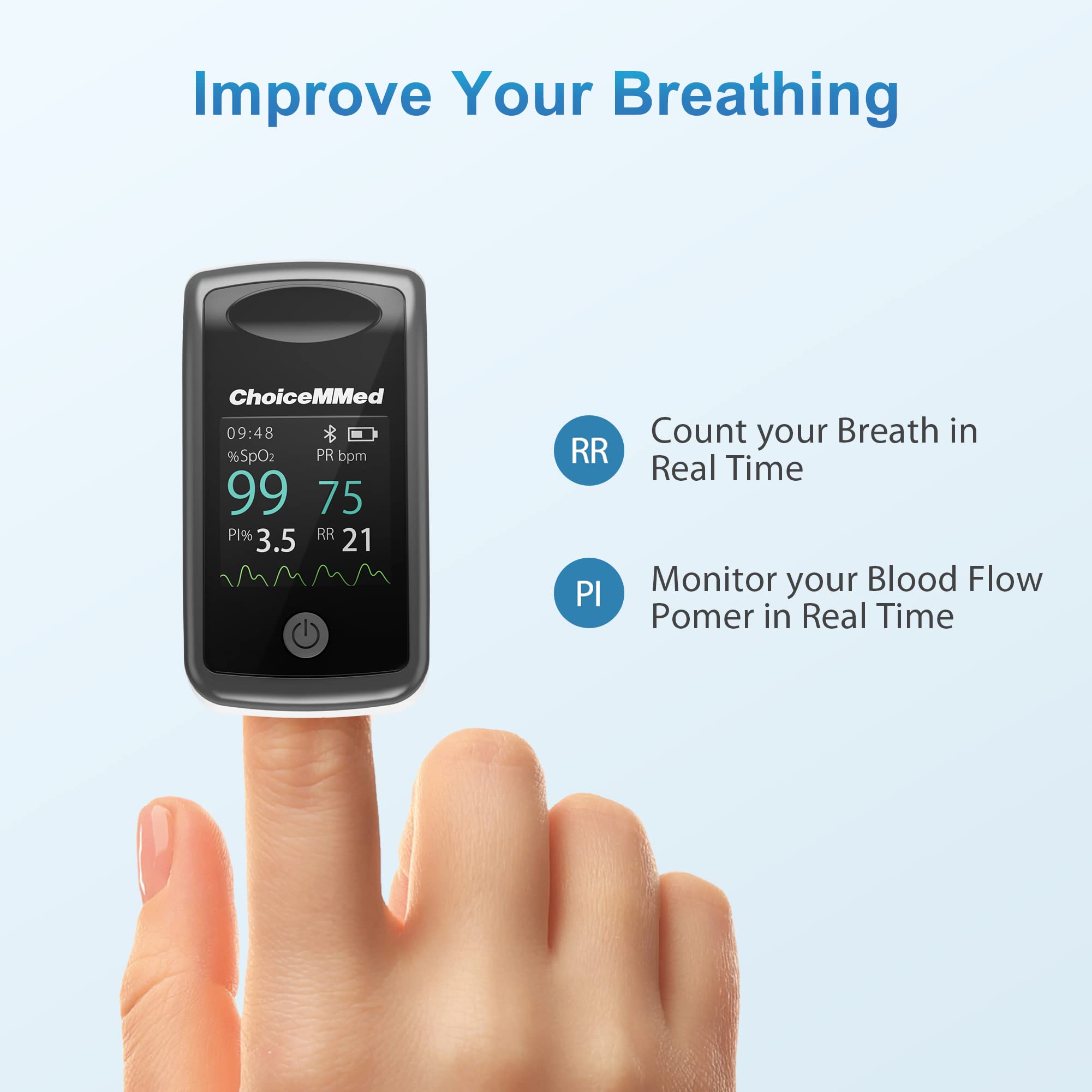 ChoiceMMed Pulse Oximeter - Bluetooth SpO2 Monitor -6