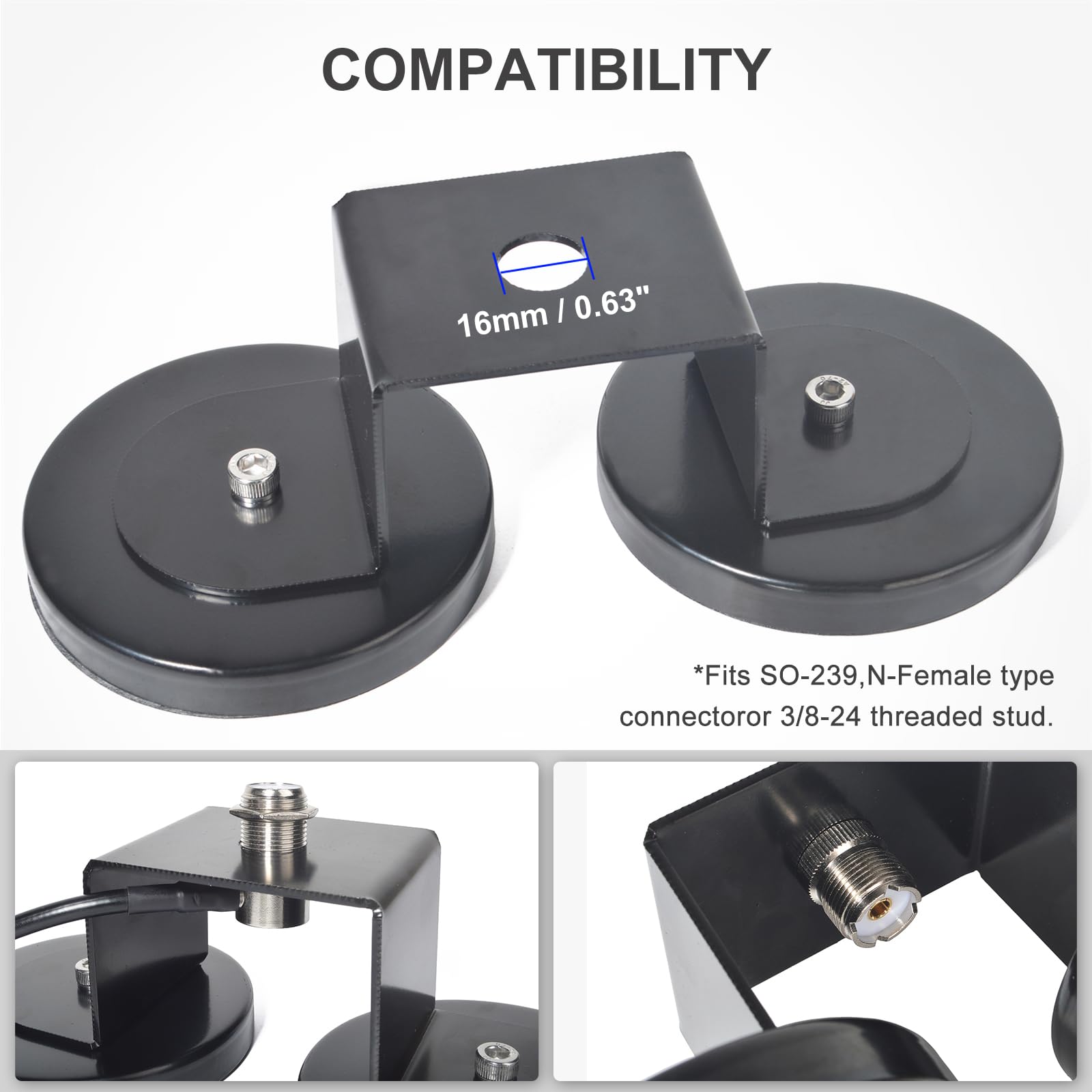 Support de Montage Magnétique 16mm (5/8in) avec SO239 pour Antennes