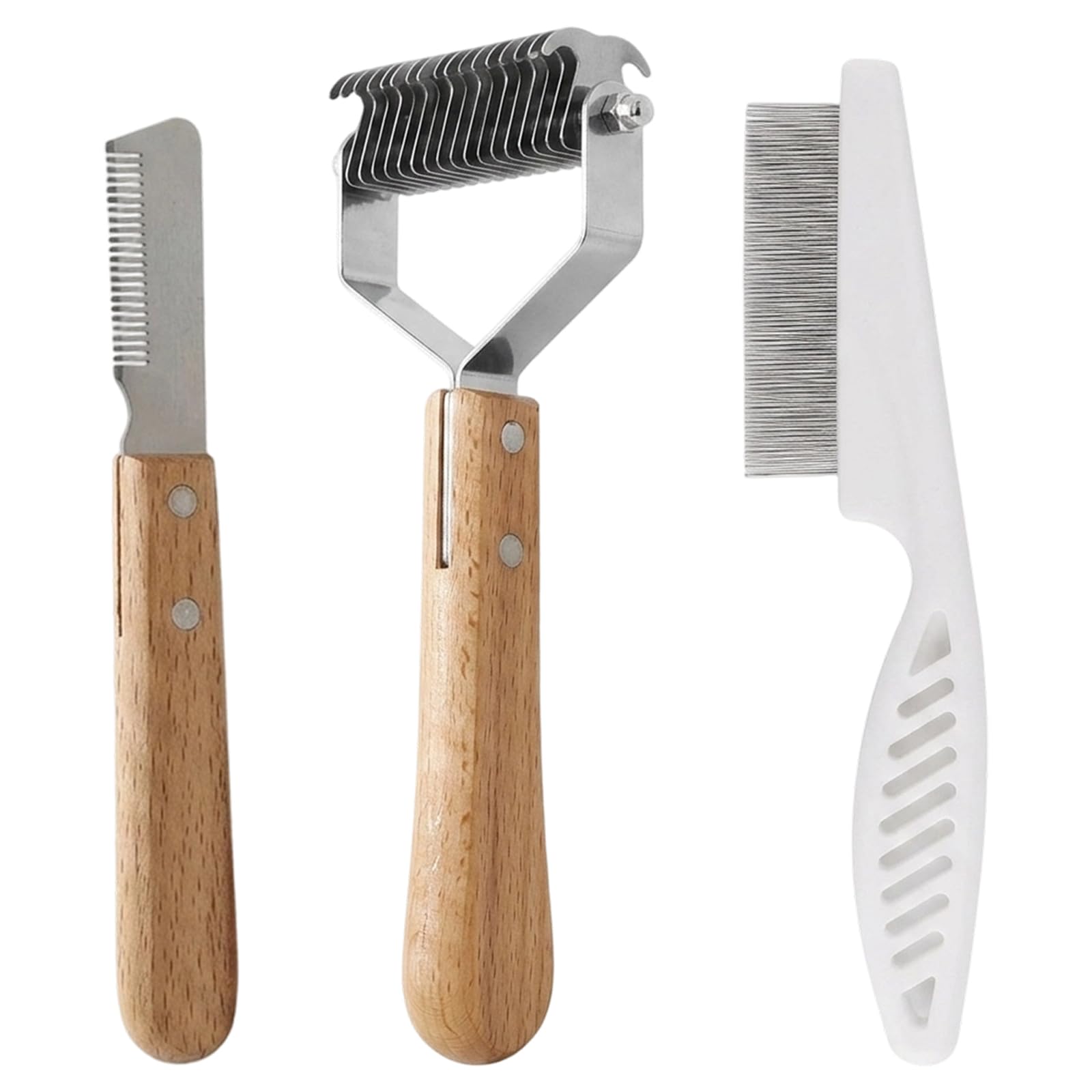 3 Pcs Undercoat Rake Dog Set, Dog Brush, Stripping Tool for Dog, Dematting Comb for Dogs Hand Stripping Tools for Dogs, Professional Grooming Set for Coarse Coated Breeds