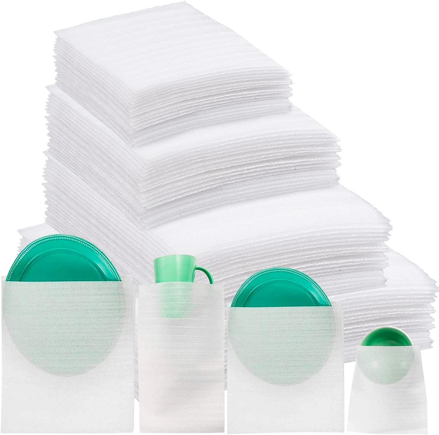 Foam Pouches & Foam Wrap Sheets,4 Sizes 80 Count Foam Wrap Sheets Cushioning for Moving, Shipping, Packaging, Storage-Safely Cushion Wrap for Dishes, Furniture, Glasses, Plates,Cups : Office Products