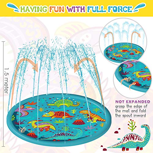 LUKAT Sprinkler & Splash Pad for Kids, 68'' Large Inflatable Outdoor Splash Play Mat for Toddlers, Summer Water Toy Kiddie Pool, Summer Baby Wading Pool Toy Gift for 1 2 3 4 5 + Years Old Boys Girls