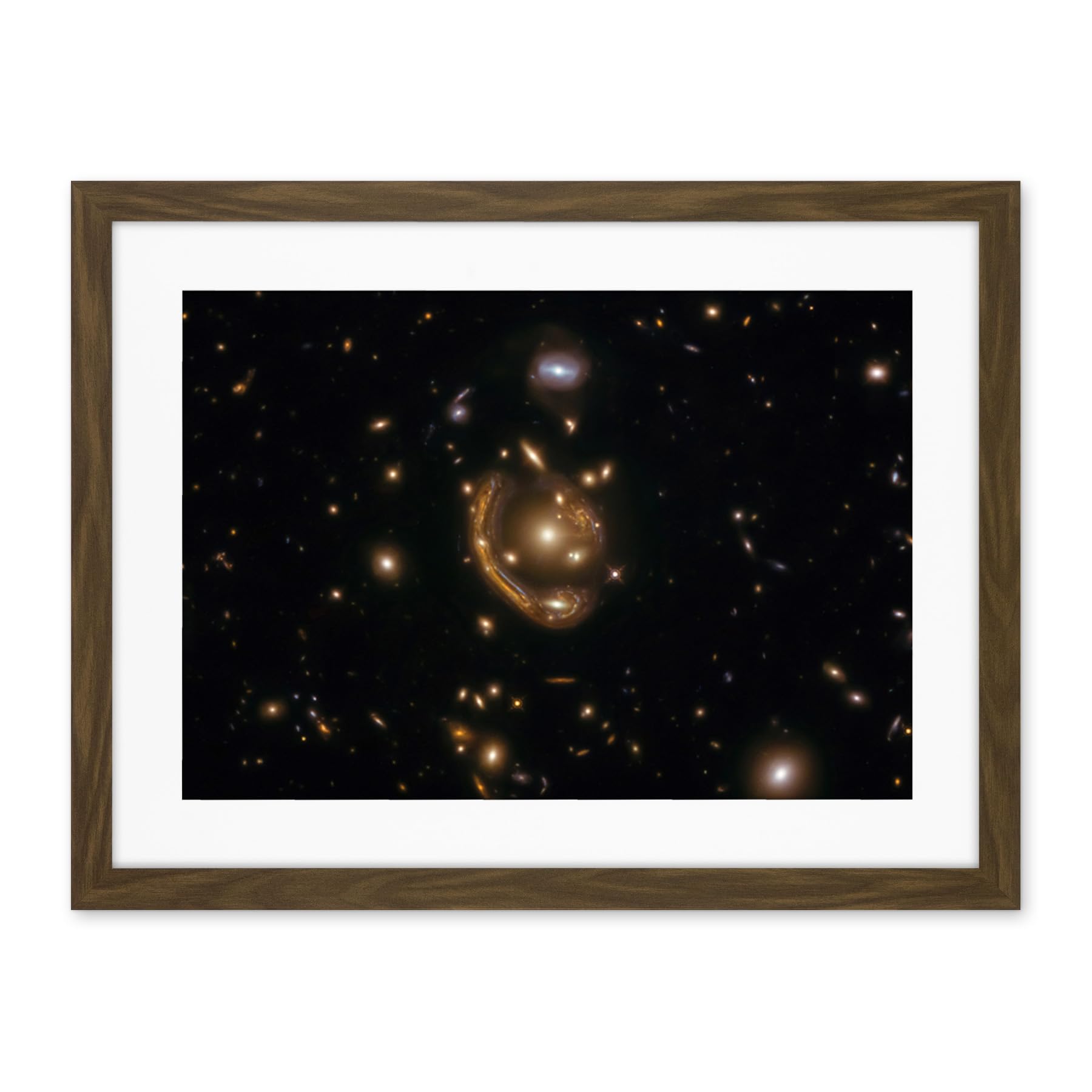 Artery8 Hubble Space Telescope Image Einstein Molten Ring Galaxy Phenomenon Gravitational Lensing Distant Galaxy Peak Epoch Starbirth Cosmic Evolution Artwork Framed Wall Art Print 18X24 Inch