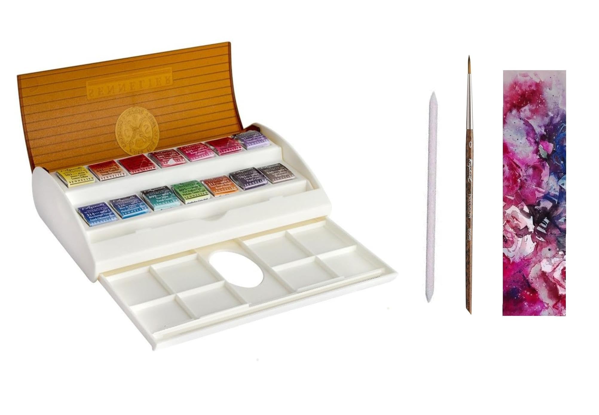 Sennelier Boîte de Peinture Aquarelle Extra-Fines,14 Demi-Godets,Made in France