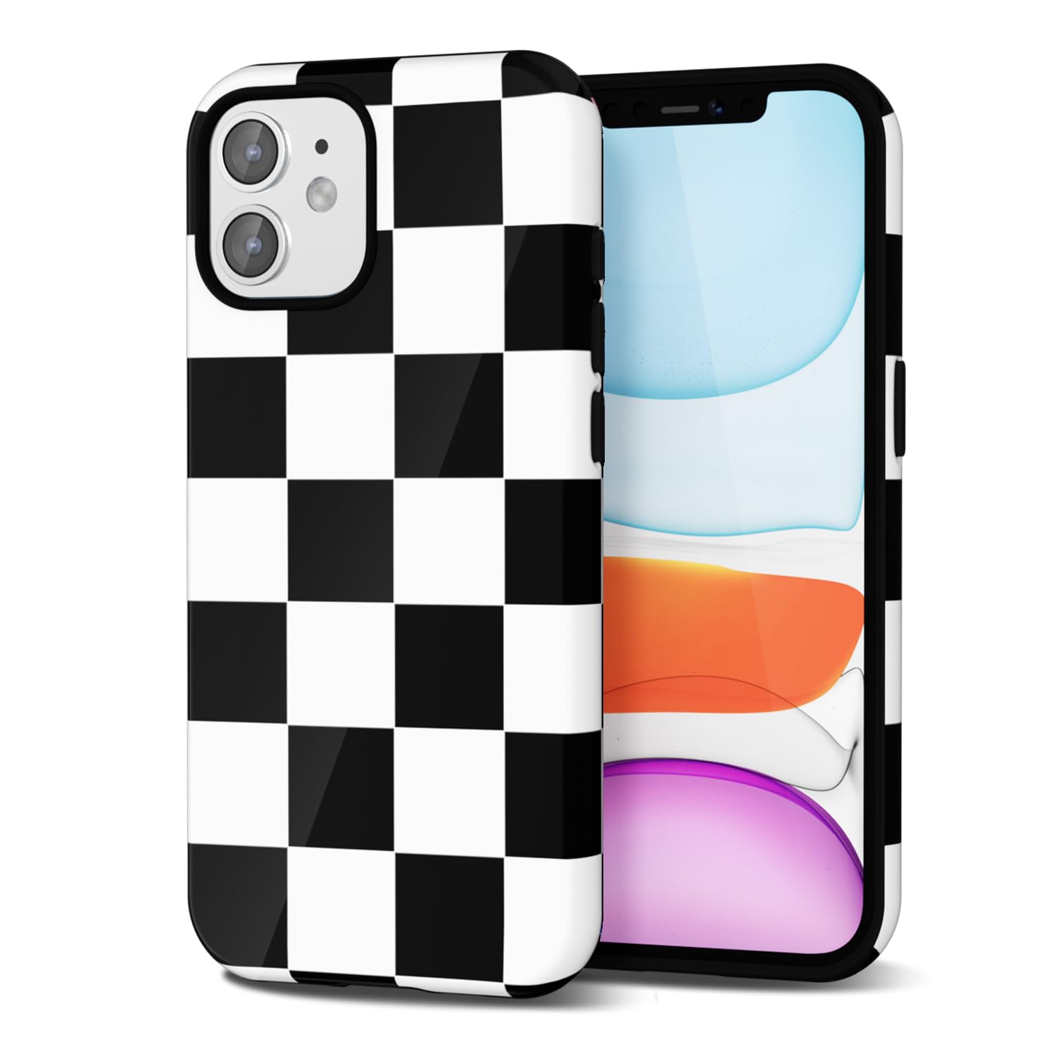 Coque iPhone 11 noir damier solution style et anti rayures - 8