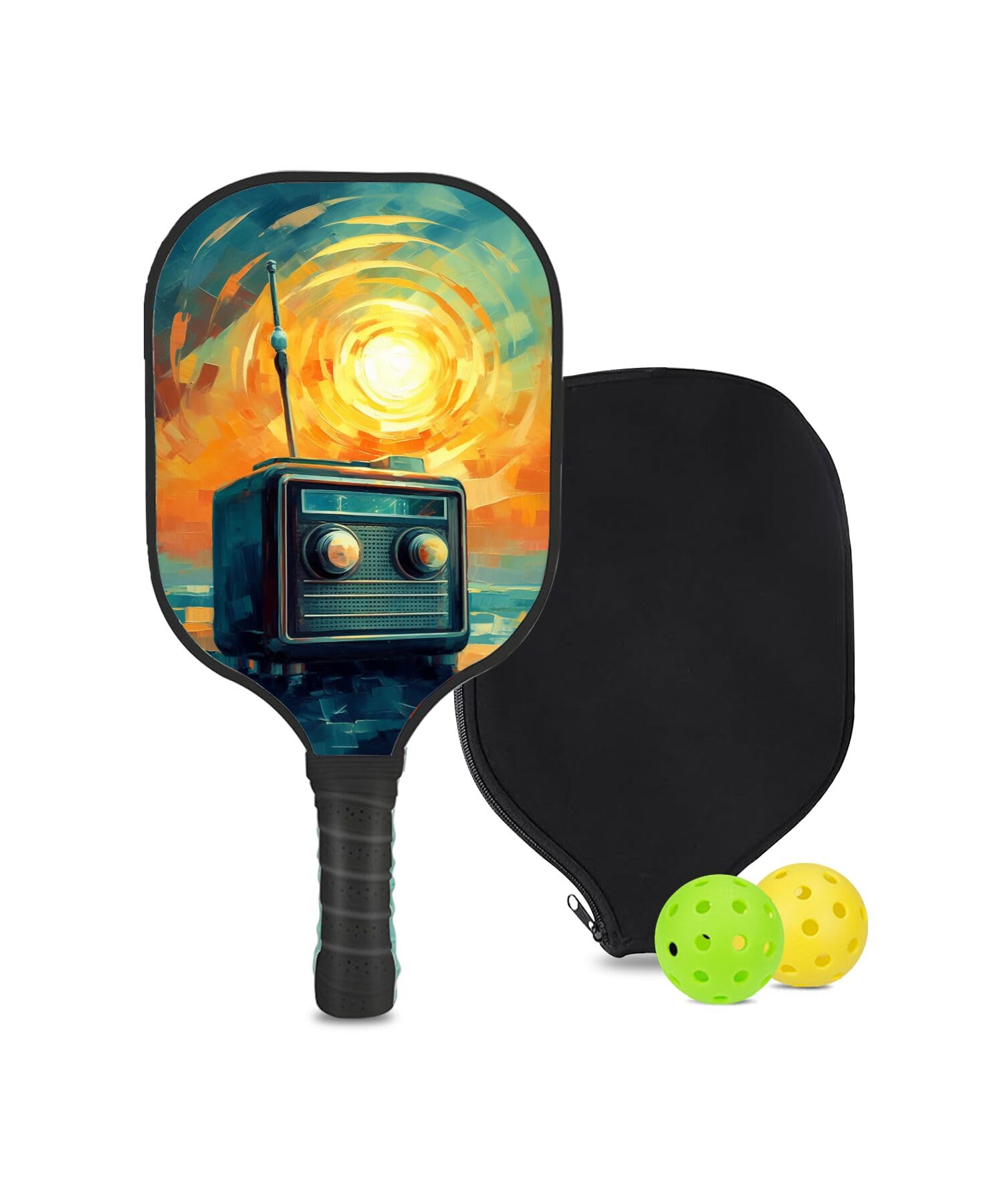 SHENCANG BLUE Custom Pickleball Paddle with 1 DIY Pickleball Racket, 2 Pickle Balls, 1 Paddle Cover, Radio-BJ533 Pattern OR Your Own Design,Carbon Fiber,Honeycomb Polymer Core & Comfort Grip