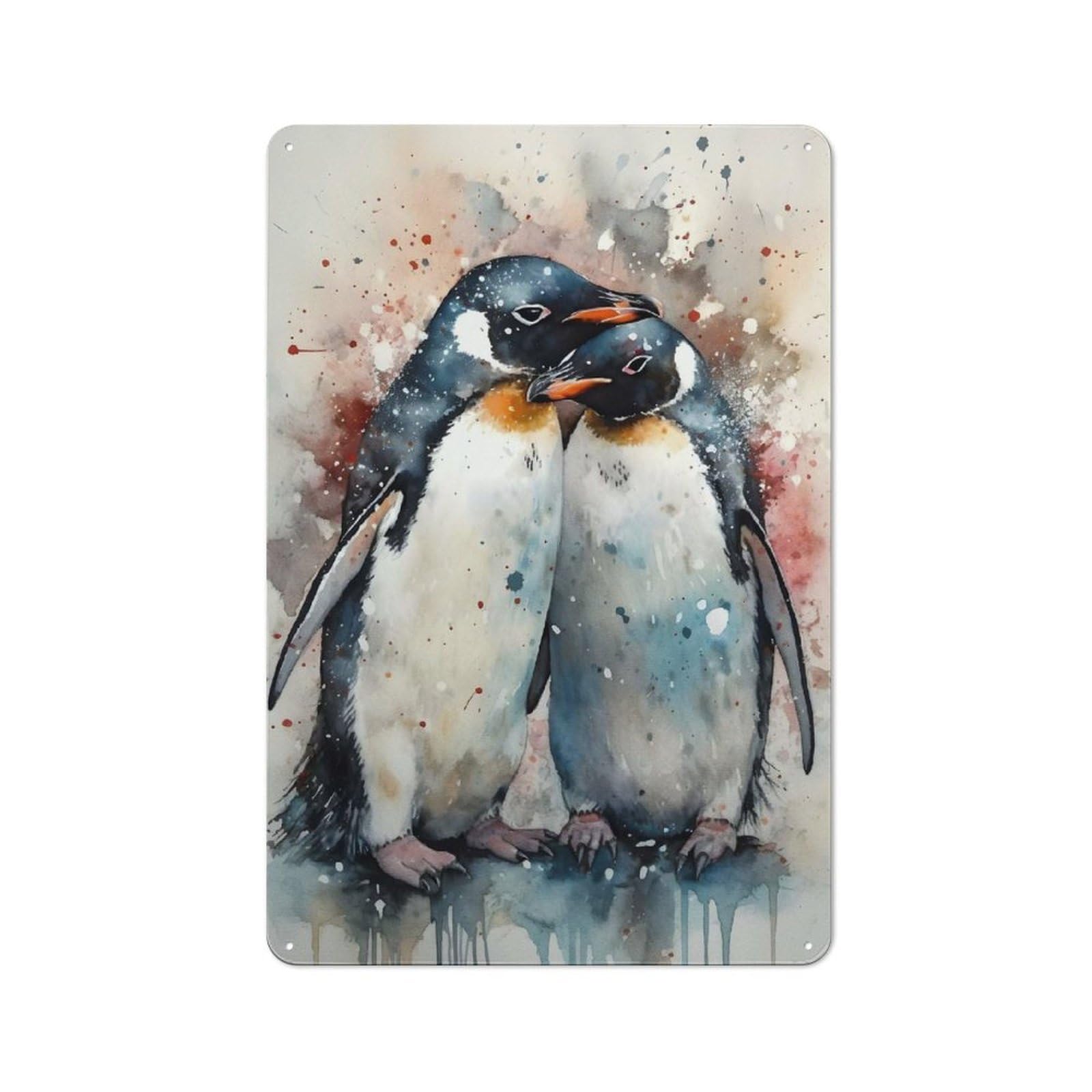 Junmoney Style-14 For Studio Or Craft Room, Penguins Rustic Tin Wall Plaque 30X20cm, For Vintage Wall Decor Fans, For Metal Sign Collectors