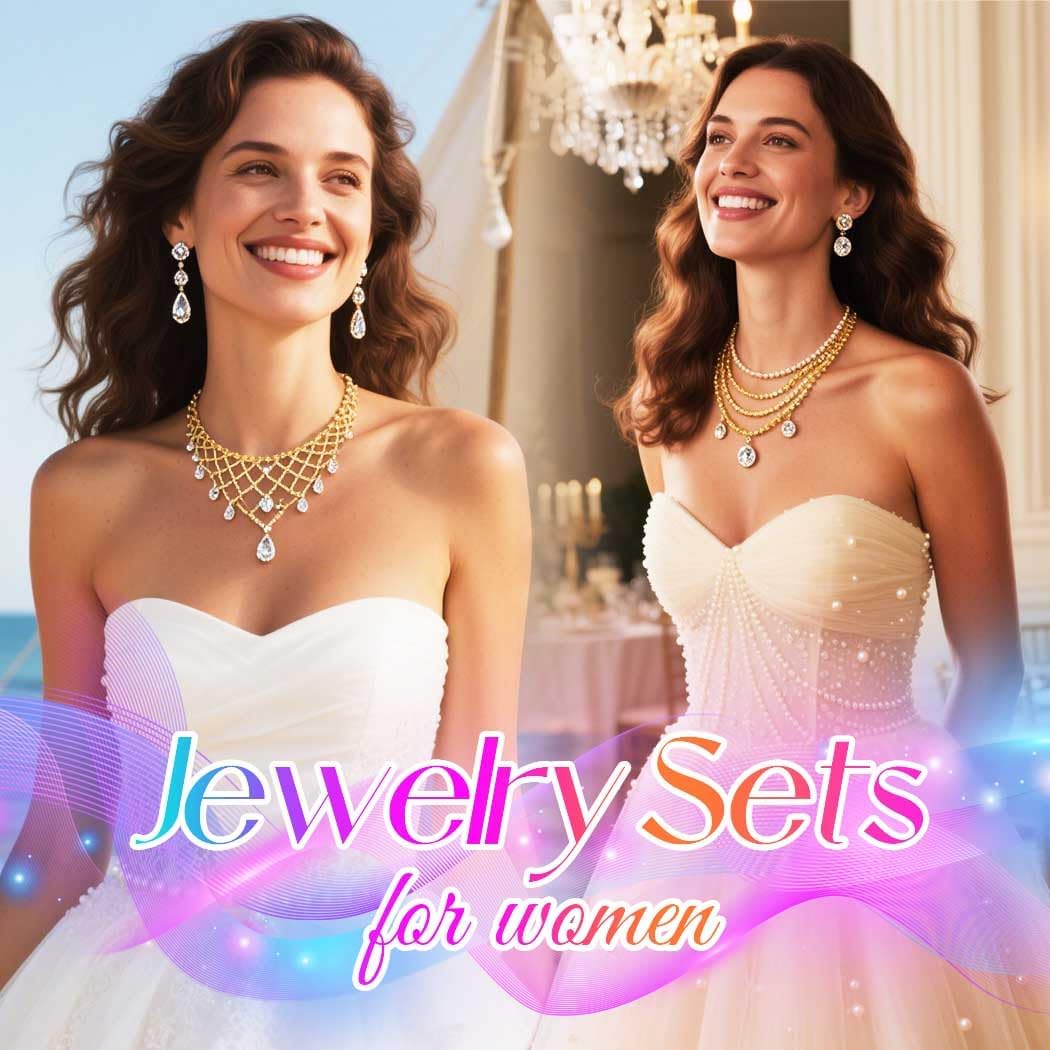 Yean Gold Leaf Jewelry Set Rhinestone Bridal Necklace and Earring Dangle Bracelet Set for Women - Image 3