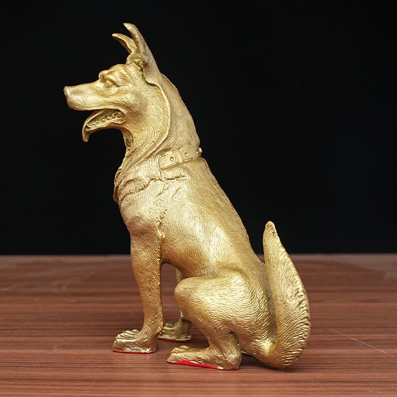 NIBHZ Mosiężna statua psa figurka zwierzątko rzeźba na blacie dekoracja stołu figurka wewnętrzna do domu lub biura,12cm