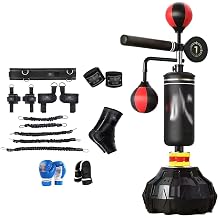 Adjustable Height Boxing Speed Trainer Freestanding Box Spinning Bar with Resistance Bands for Adults Workout