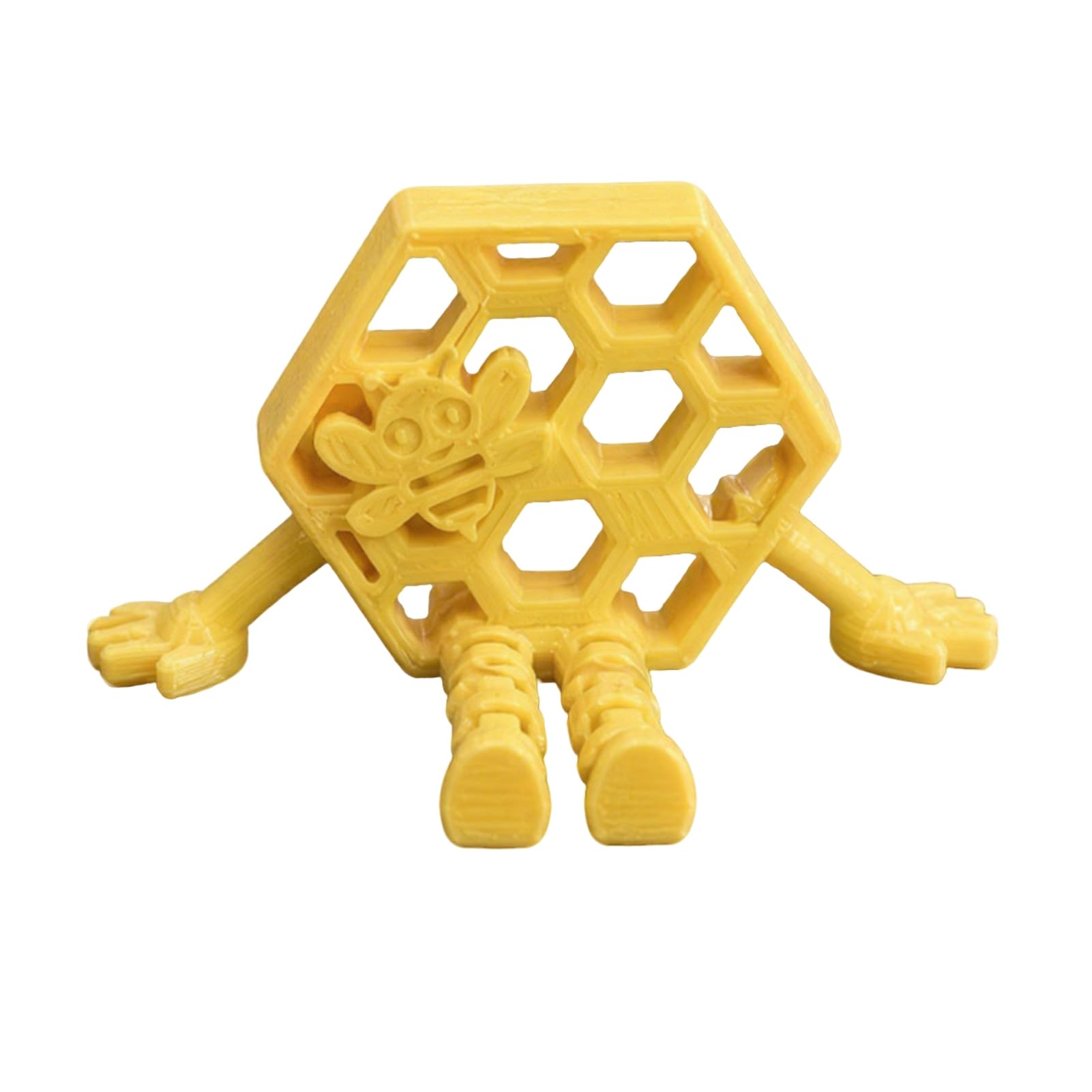Pasisuu Honeycomb 3D Printed Ornament – Flexible Yellow PLA Figurine with Integrated Hinge Movable Joint, Durable Decompression Desk Toy Yellow