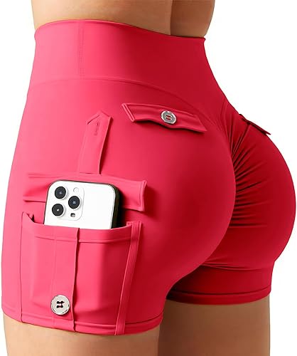 SEASUM Scrunch Butt Shorts for Women with Cargo Pockets Booty Lifting 4.5" No Fr